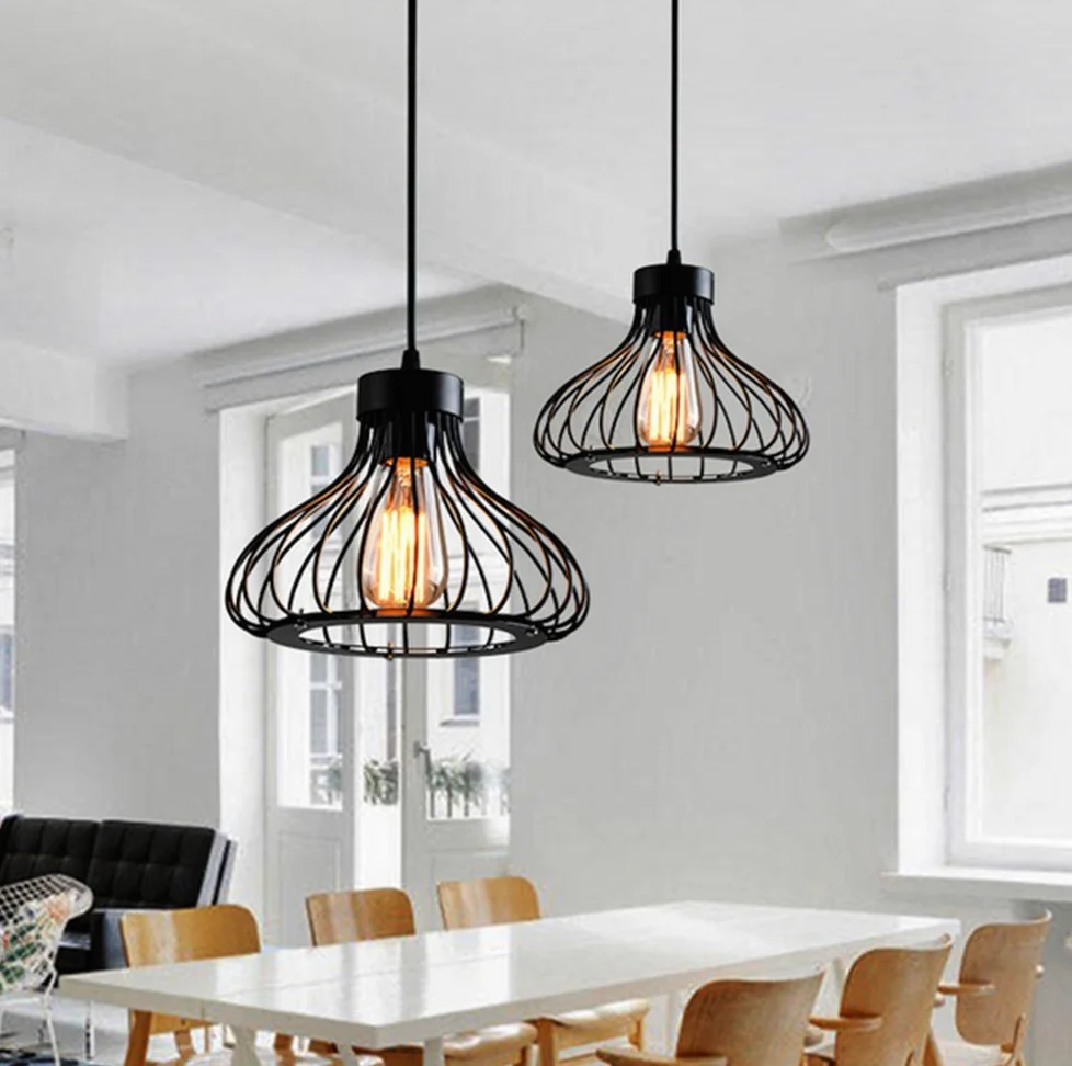 Chrasy E27 Vintage Industriale Sospensione Lampada Gabbia Lampada a Soffitto in Metallo Sospensione Gabbia Metallo Retrò Lampada a Sospensione Soffitto Lampadario in Ferro