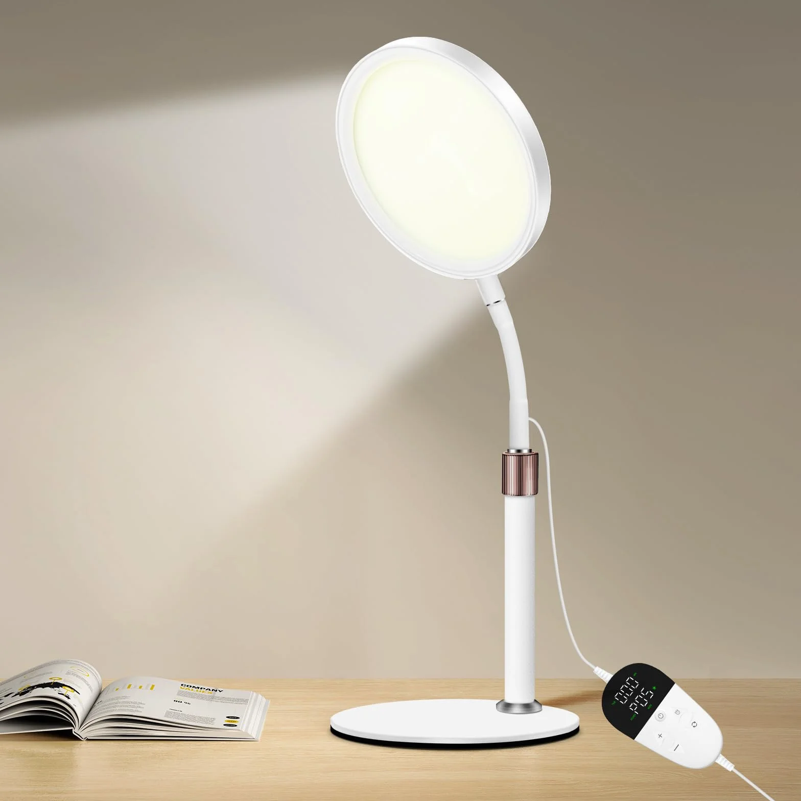 Lampada SAD, Lampada Per Terapia Della Luce Senza Raggi UV Da 10.000 lux, 3 Temperature Di Colore, 9 Luminosità e Timer da 15/30/45Min, Lampadas a luce Diurna Per Uso Domestico/Ufficio