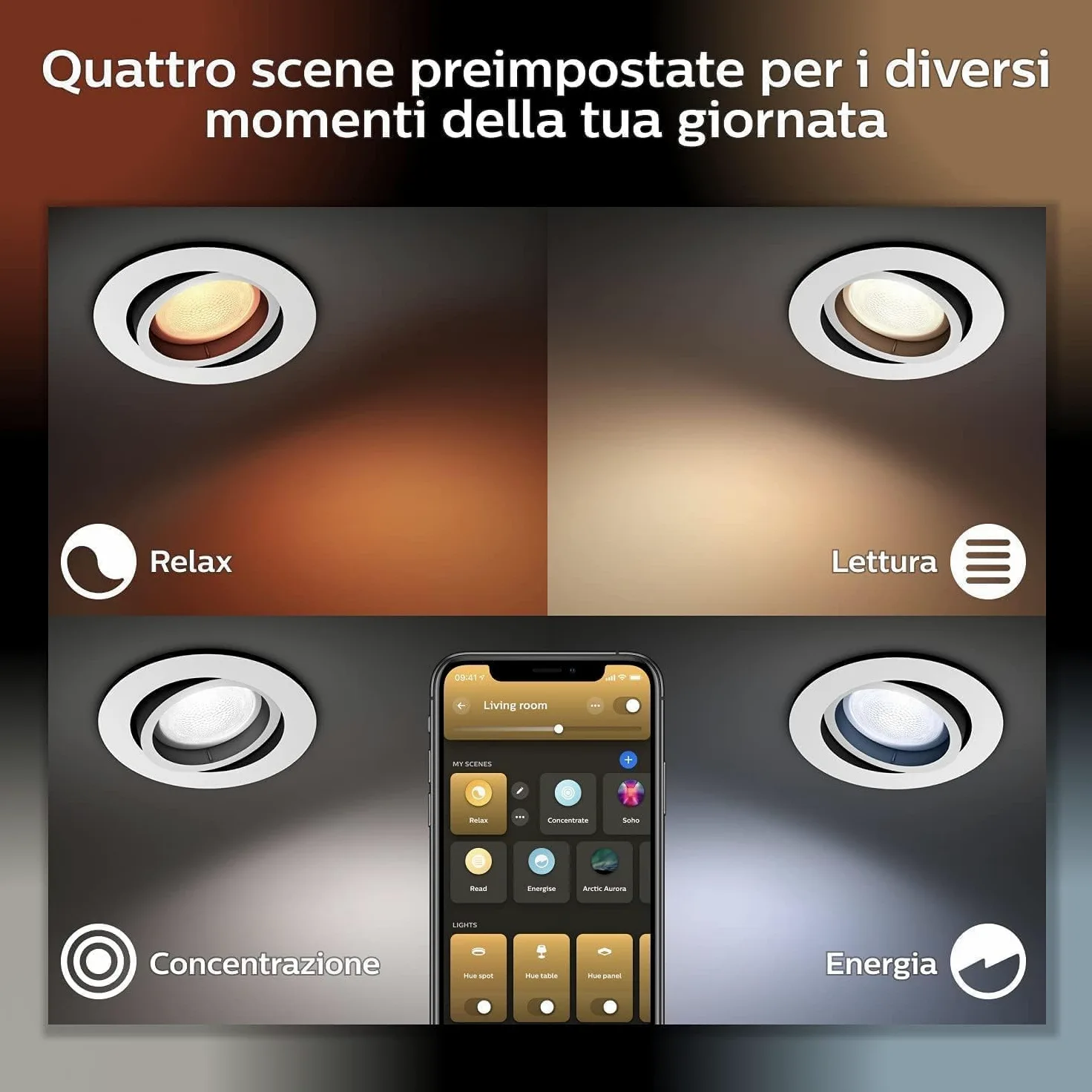 Philips Hue Milliskin White Ambiance, Faretto ad incasso Smart LED, (400 lm / 70 mm), Rotondo, da Caldo a Bianco Freddo, Compatibile con Amazon Alexa, Alluminio, Nuova Generazione, Confezione da 3