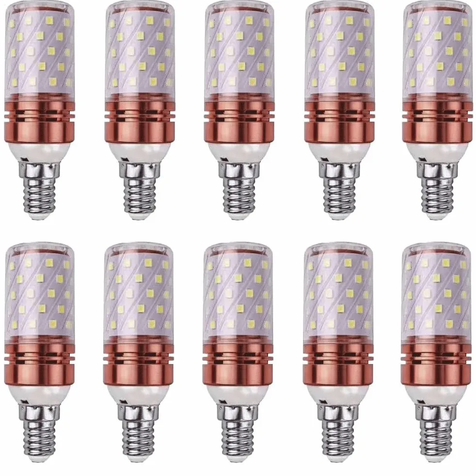 Confezione da 10 lampadine, lampadina LED a mais da 16 W (equivalente a 160 W), non stroboscopica, non dimmerabile CA 100 V-240 V, presa E14 a corrente costante, casa/commerciale Tricolor Dimming E14