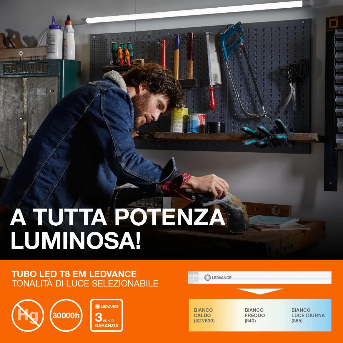 OSRAM LED TUBE T8 18 EM 600 mm, tubo LED lineare, 6.6W, 800lm, 4000K, luce bianca fredda, sostituzione LED per tubi fluorescenti T8 con attacco G13, lunga durata, basso consumo energetico