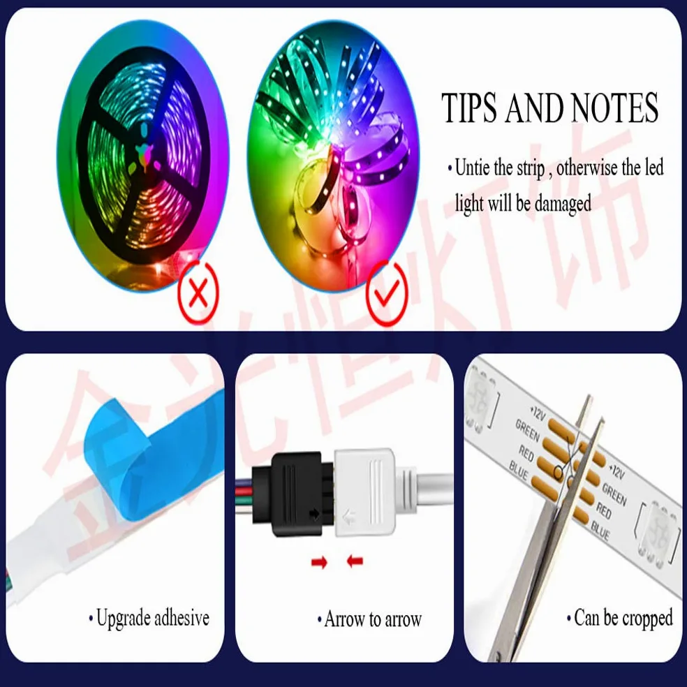 Striscia LED 5M, Wifi Luci Led Colorate Smart Phone Strisce LED Compatibile RGB SMD 5050 Musica Sync LED Strip Controllo App E 44 Tasti Telecomando RF Per Casa Cucina Festa TV Decorazione,10m/33ft