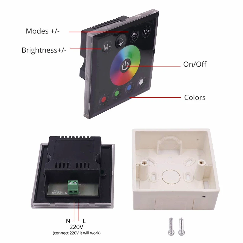 XUNATA Luce al Neon a Strisce LED RGB 220V con Kit di Controllo Remoto e Pannello Tattile, Striscia al Neon Flessibile 5050 LED Impermeabile- 2 Metri