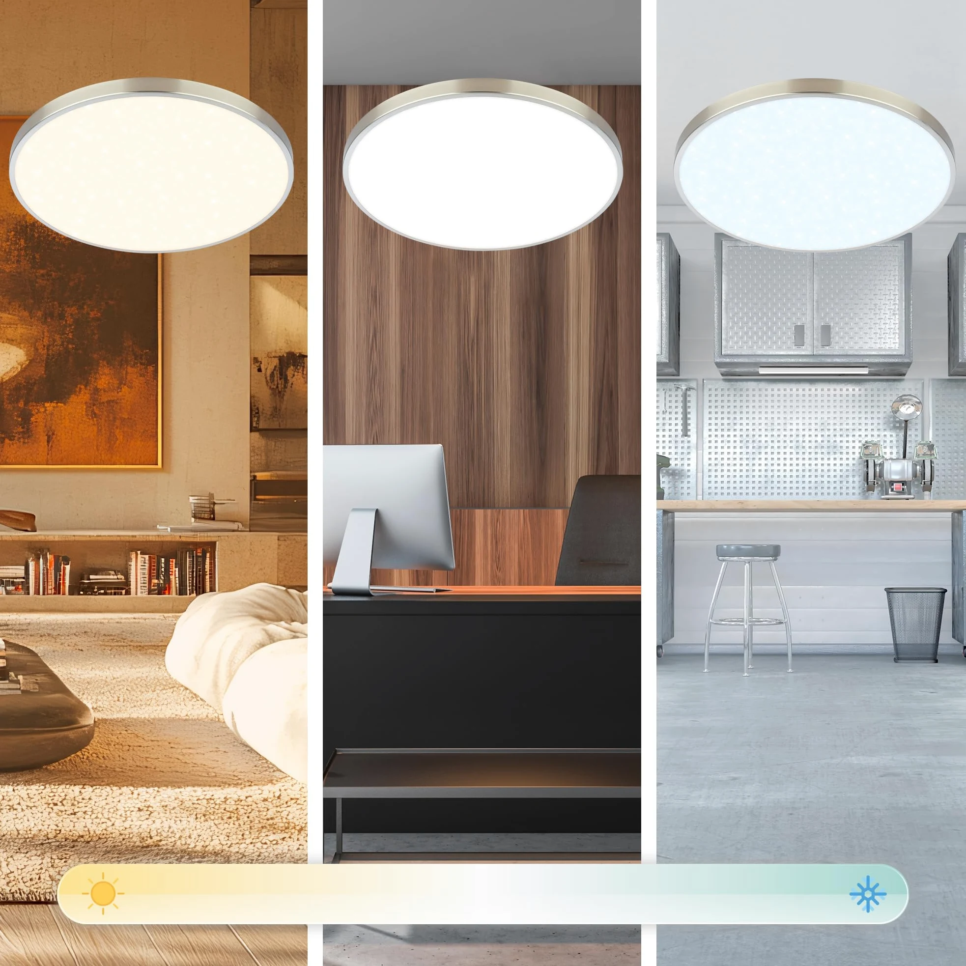 Briloner - Plafoniera LED, dimmerabile, CCT, paralume decorativo, cielo stellato, lampada soffitto, 38 x 6,5 cm, nichel opaco