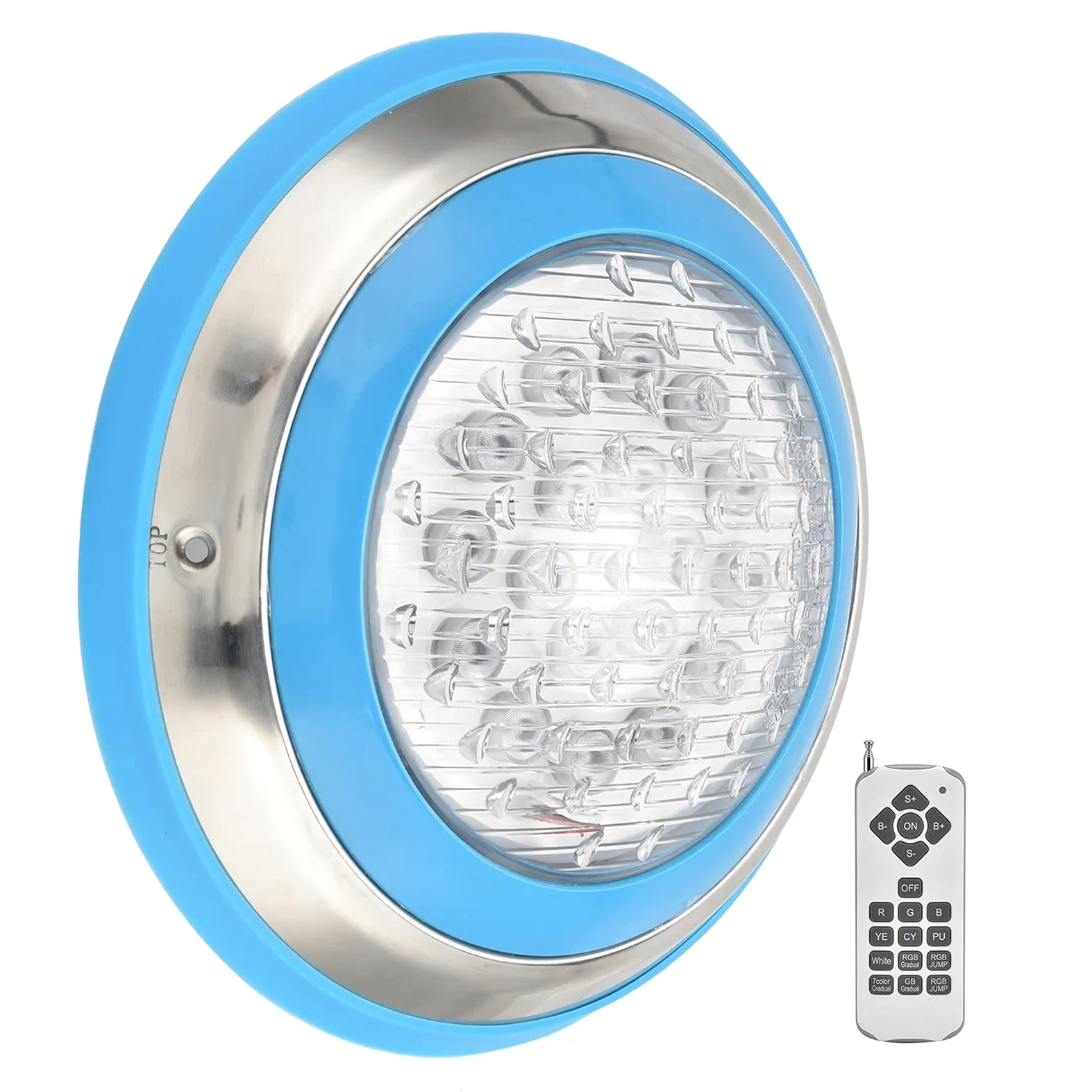 Fafeicy Luce Subacquea, Luce per Piscina a LED Simming Lampada da Parete Subacquea in Acciaio Inossidabile AC12V RGB Perline Lampada Ad Alta Potenza 18 Tasti, Luci Subacquee Continue (24W)