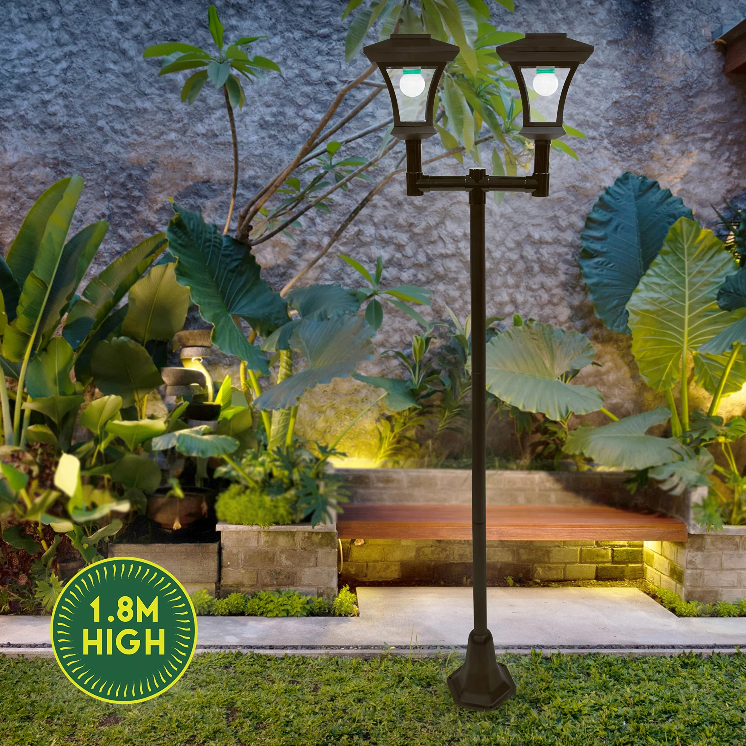 GardenKraft 19510 - Lampada da Giardino a energia Solare, 1,7 m di Altezza, Illuminazione Decorativa per Esterni, 12 luci LED Bianche Luminose, Resistente alle intemperie