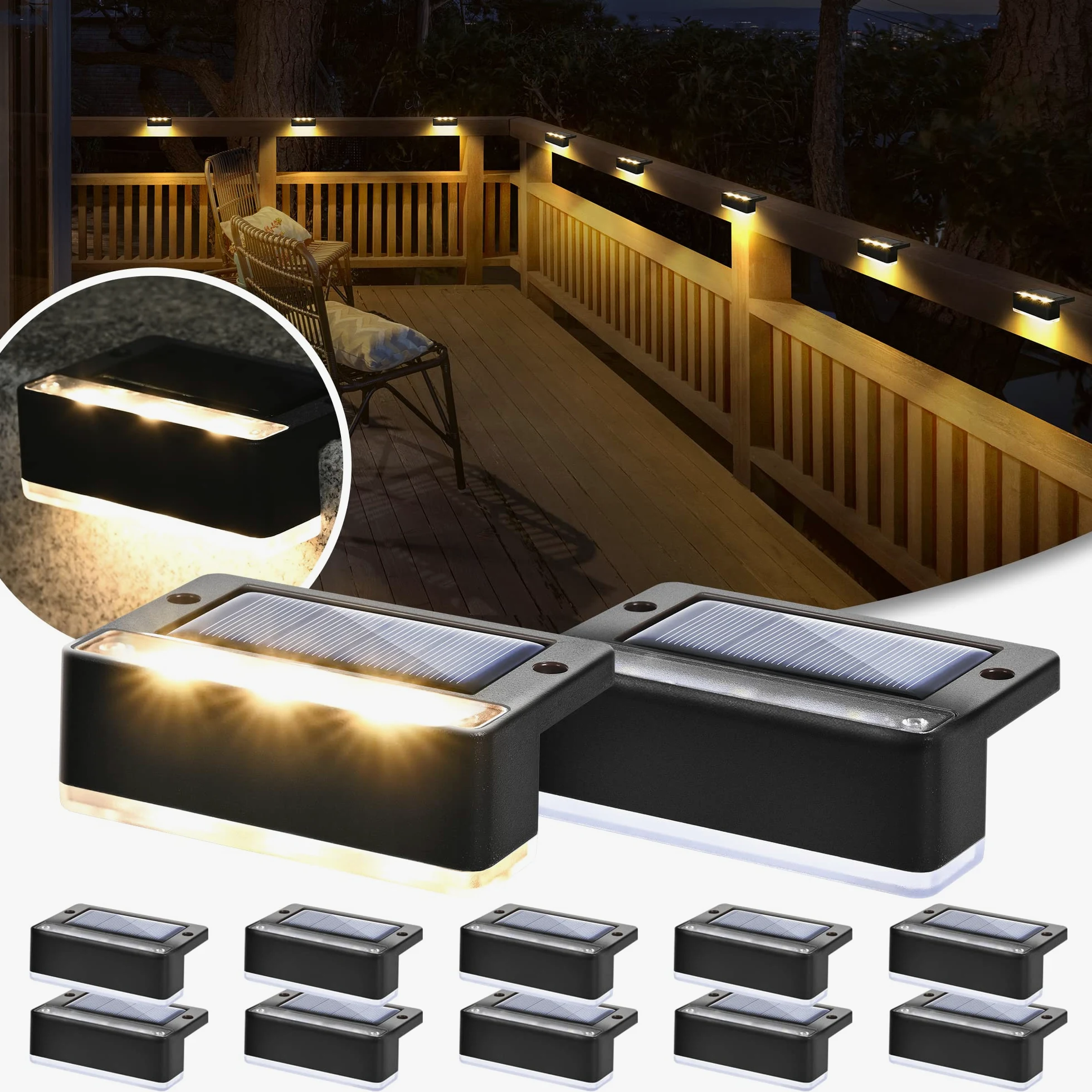 Solpex Lampade solari per esterni, 12 pezzi, luce bianca calda, luci solari impermeabili, illuminazione a LED per scale esterne, decorazione