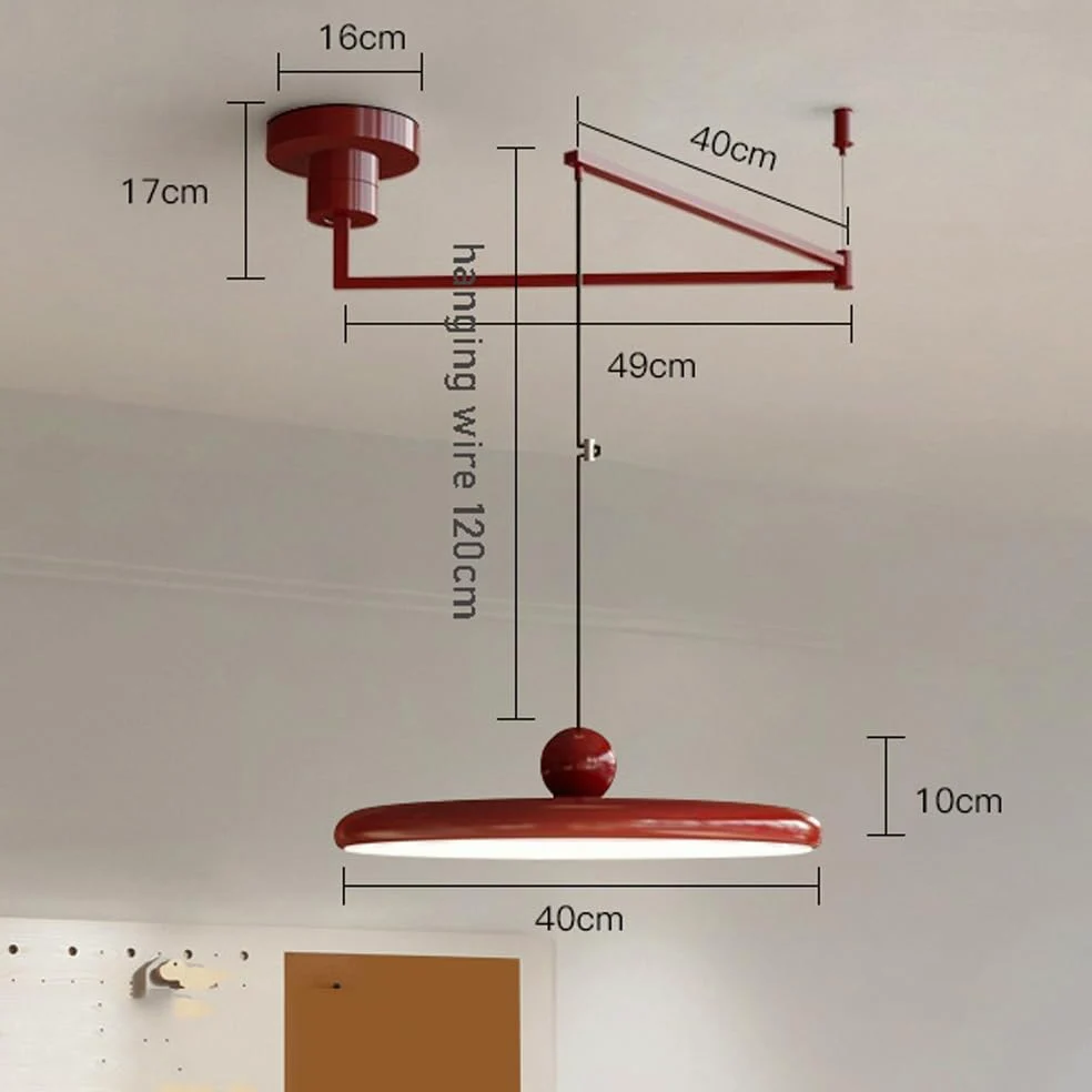 Lampada a Sospensione Moderna a LED con Braccio Girevole, dimmerabile, Rotonda, Lunga 15,7 Pollici, 37 W, Stile Crema, Regolabile, Illuminazione per Isola Cucina, Camera da Letto, Soggiorno