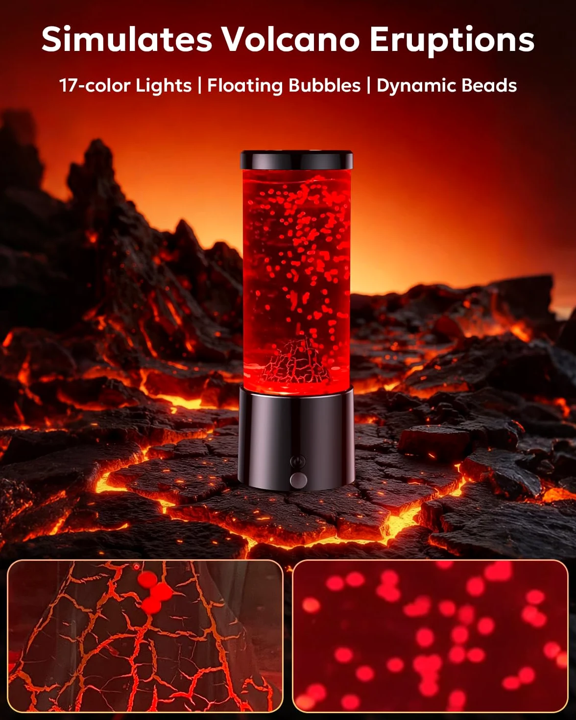 Luce notturna vulcano bambini, lampada vulcano con 17 cambi di colore e telecomando, lampada eruzione vulcanica, educativa per bambini, ragazzi e ragazze