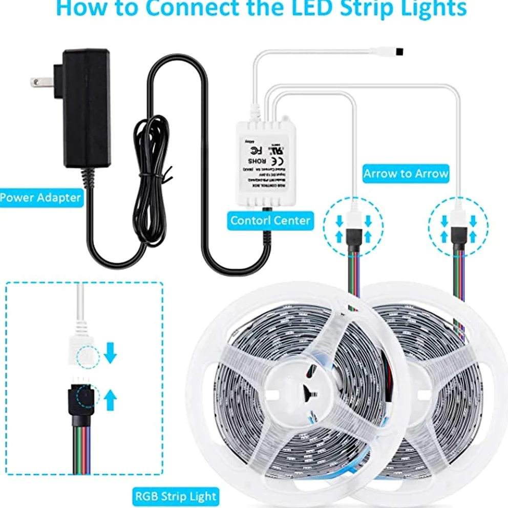 Striscia LED 5M, Luci Led Colorate Smart Phone Strisce LED Compatibile RGB SMD 5050 Musica Sync LED Strip Controllo App E 24/44 Tasti Telecomando RF Per Casa Cucina Festa TV Decorazione,44key,10M
