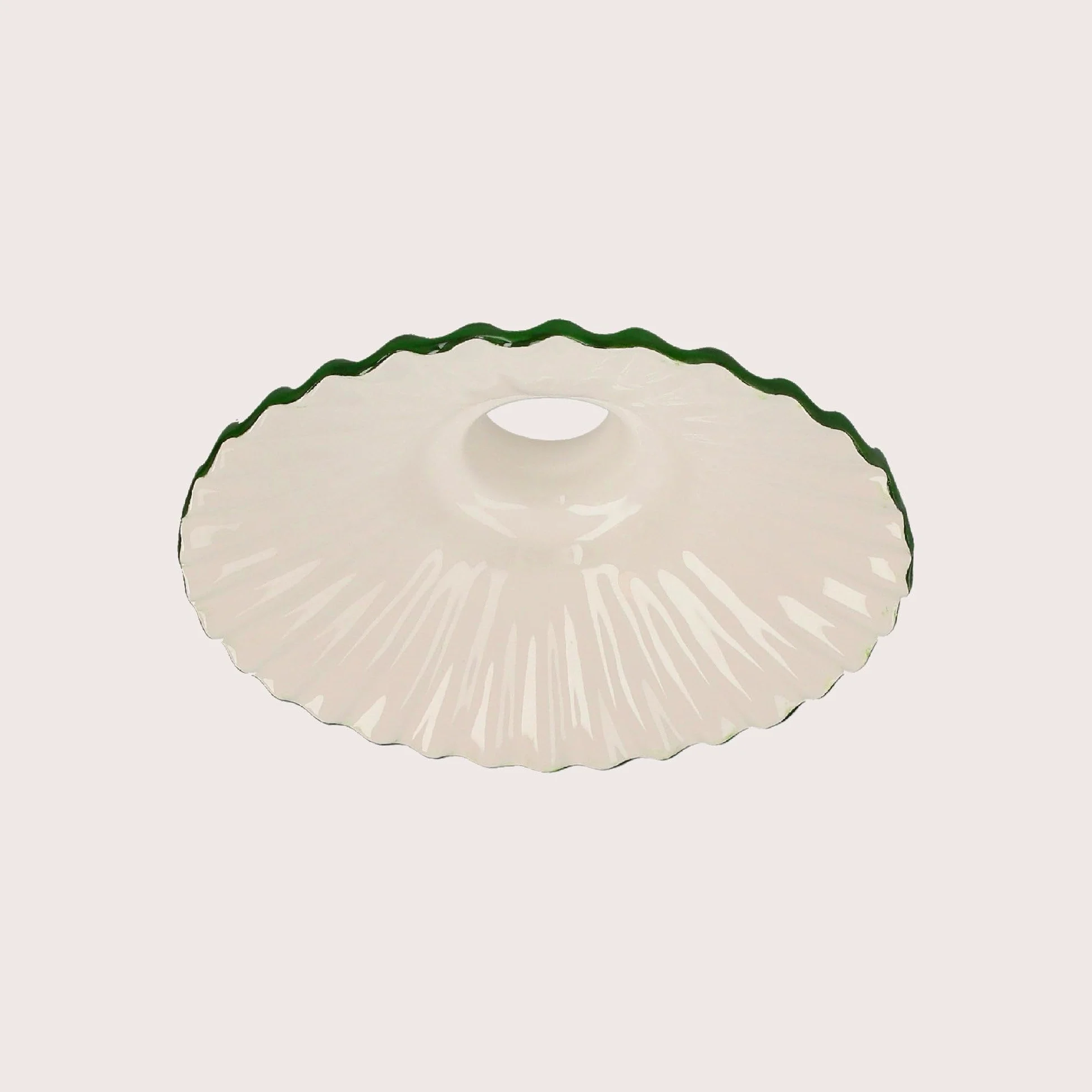 KEYHOME | Paralume in Ceramica Bianca con Bordo Verde
