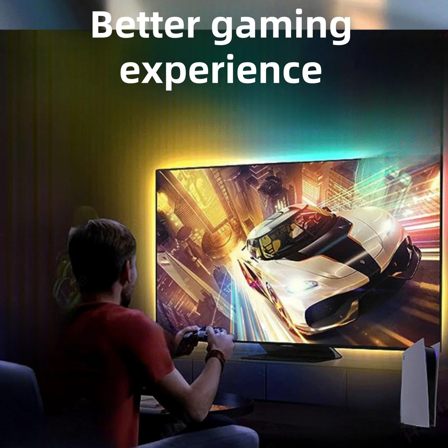 Striscia Luminosa Led Per Tv Graffiti Intelligenti Luce Ambiente Tv Retroilluminazione A Led Striscia Luminosa Con Lo Schermo Luce Di Fondo Sincrona Controllo APP Vocale In Streaming Colori(55-65in)