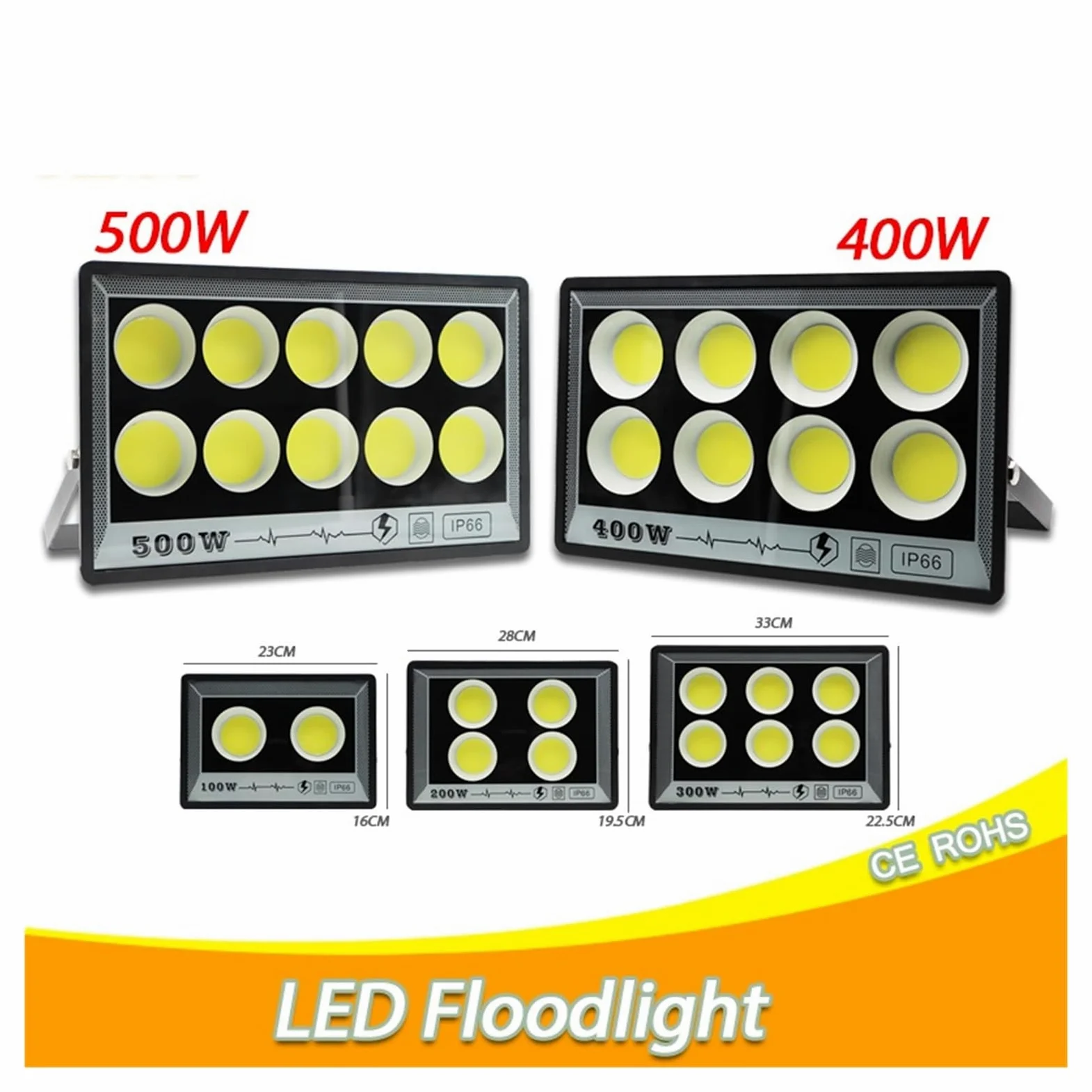 Proiettore a LED 50W 100W 200W 300W 500W Impermeabile ad Alta luminosità Proiettore da Giardino for Esterni Illuminazione Faretto Luci di inondazione da Parete(Cold White,COB 100W)
