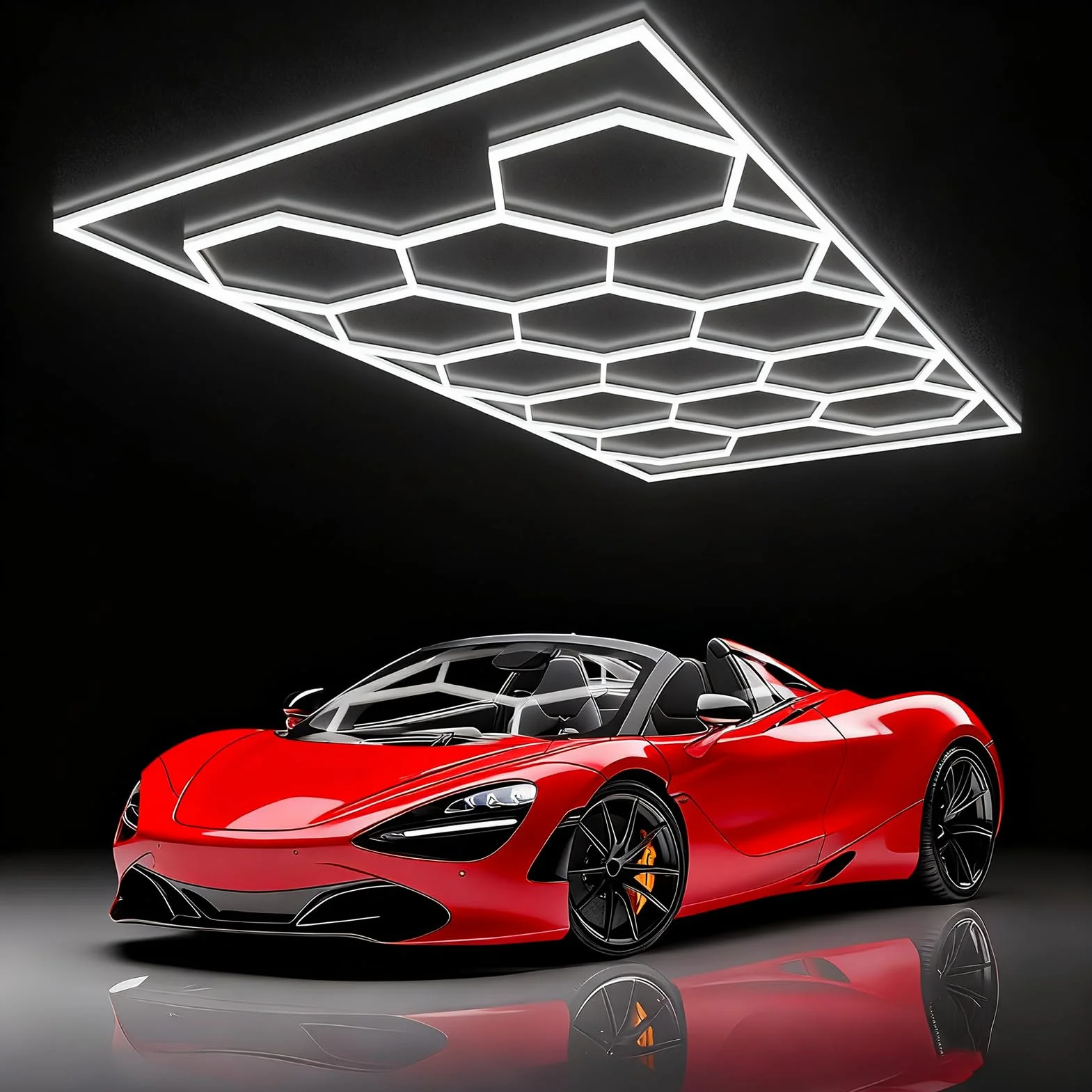Kit 14 Luci Esagonali LED per Interni, 86400 Lumen 720W Plafoniera per Garage, Officina Auto, Palestra | Design Moderno, IP54,K