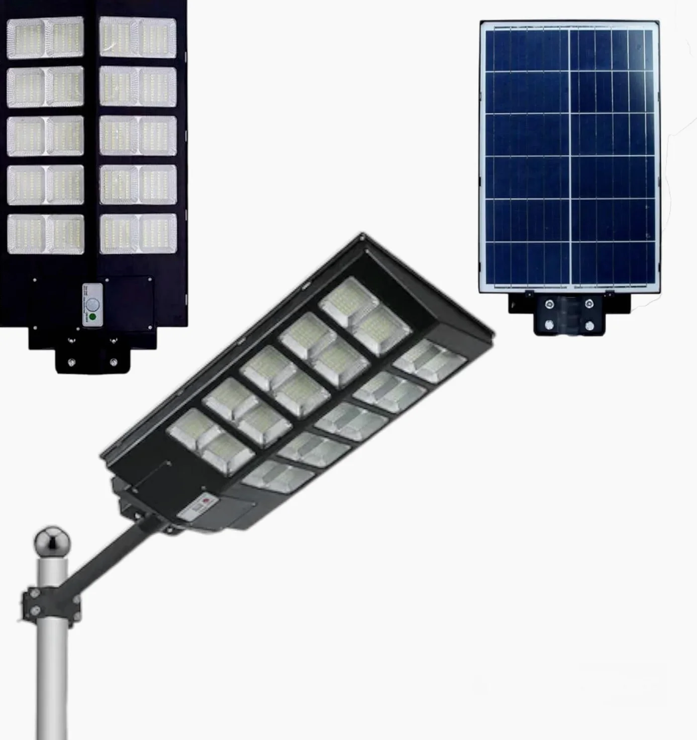 Lampione Stradale Solare Faro Led con Pannello Solare con Sensore Crepuscolare Impermeabile IP67 Luce Bianco Freddo 6500K Led Esterno con Telecomando 1500W