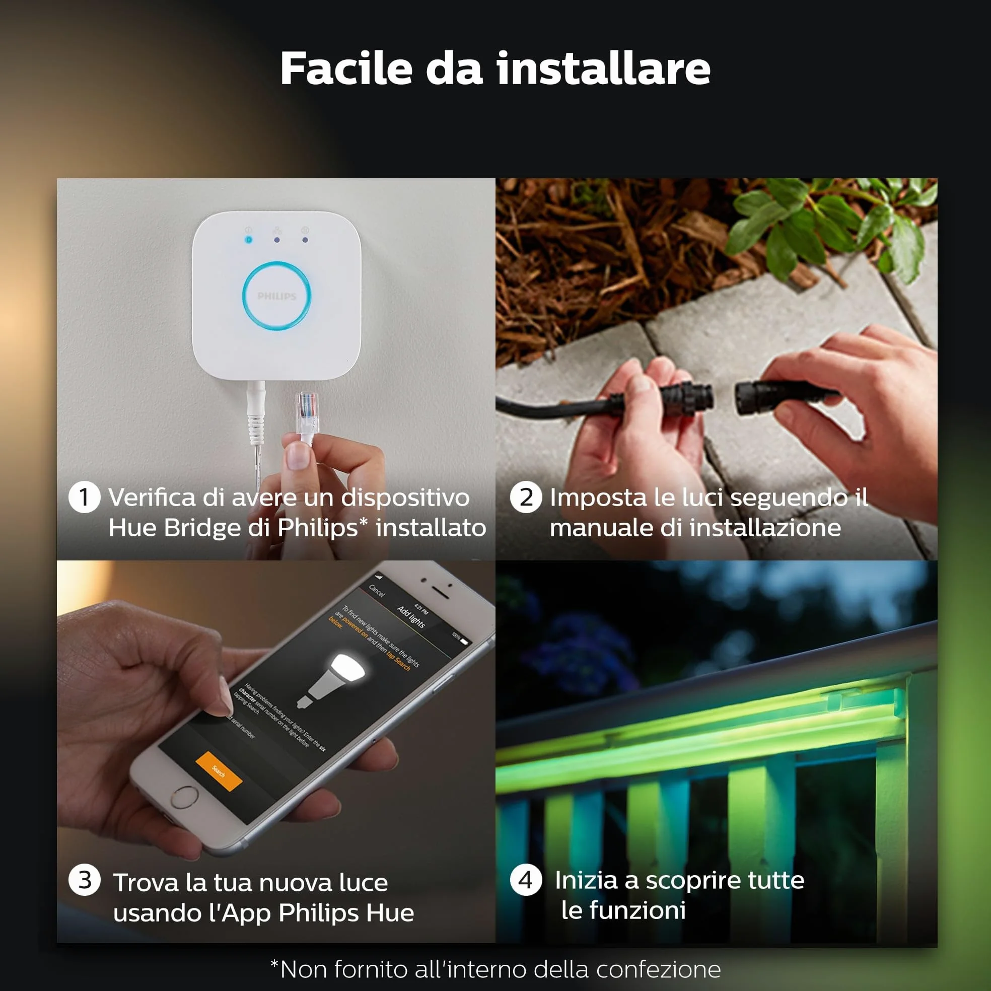 Philips Hue White And Color Ambiance Palo da Esterno LED Smart Calla, Estensione del Kit Base, LED Integrato, Luce Bianca o Colorata, 8 W, Nero, Piccolo