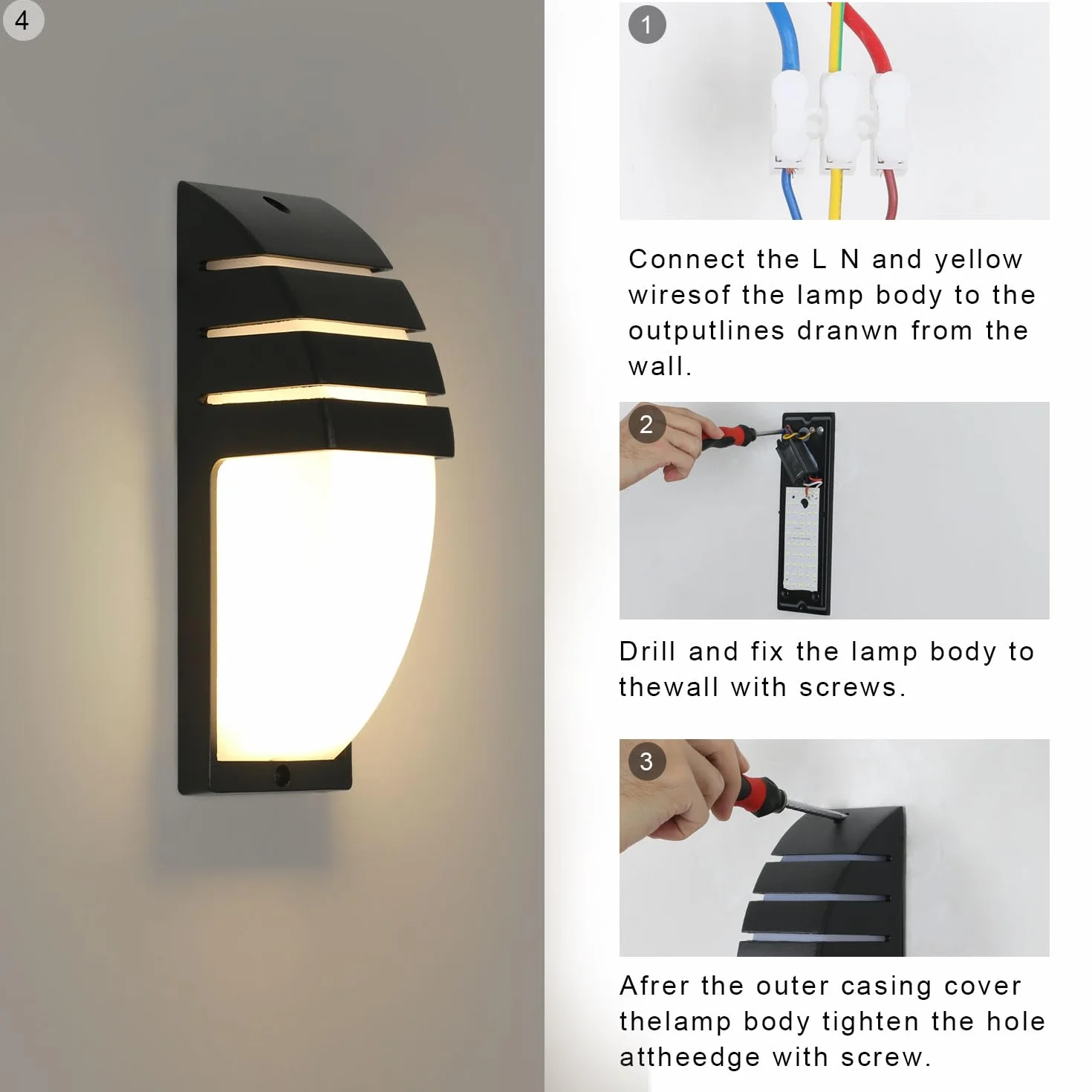 Comely 2 Pezzi Applique da Parete Interno/Esterno, 12W Lampade da Parete LED IP65 Impermeabile, 3000K Bianco Caldo Applique da Esterno per Giardino, Corridoio, Garage, Courty, Balcone