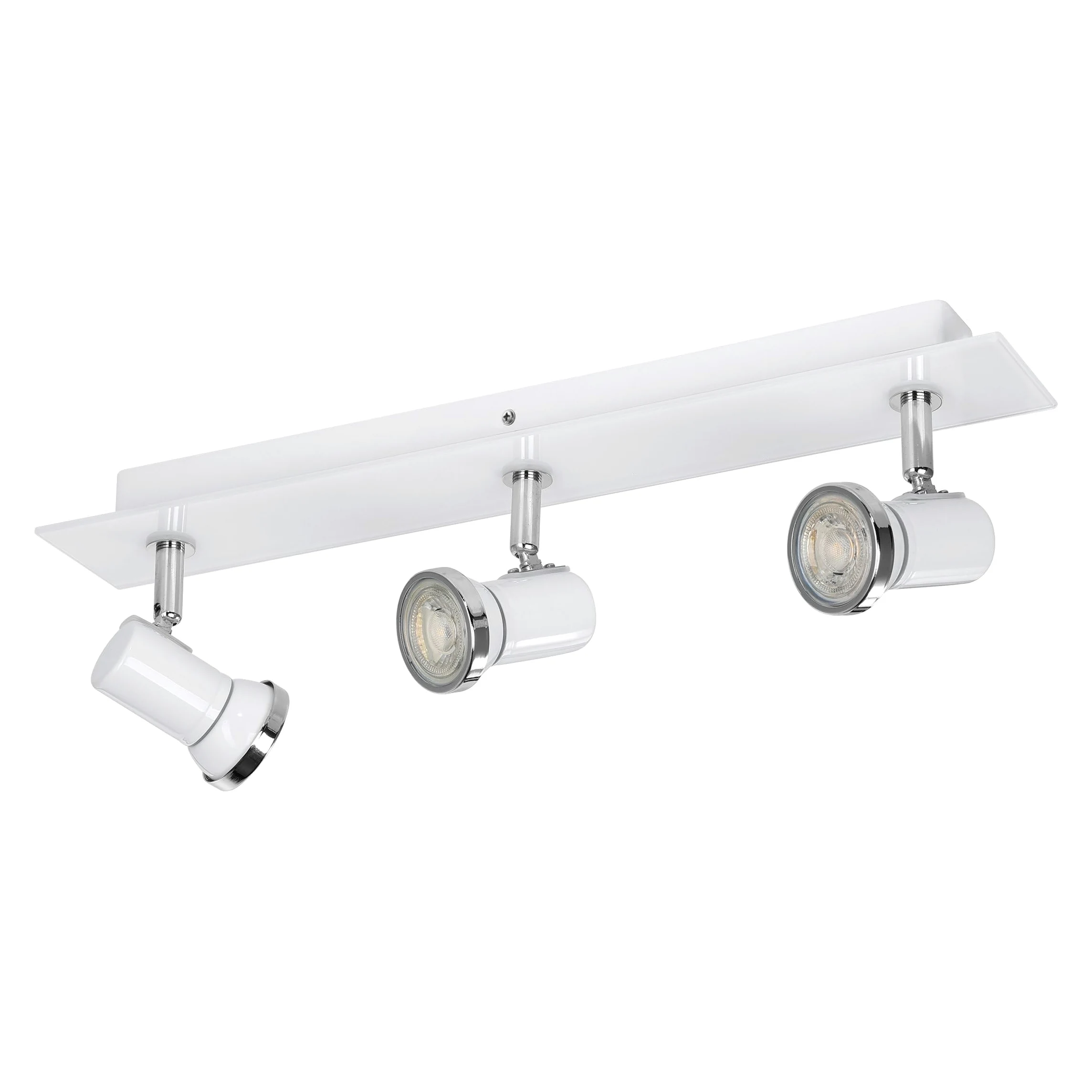 Eglo LED lampada da soffitto Tamara 1, plafoniera 3 fiamme | per bagno, lampada bagno in metallo cromato, vetro bianco, faretti da soffitto con lampadine GU10, luce calda, IP44