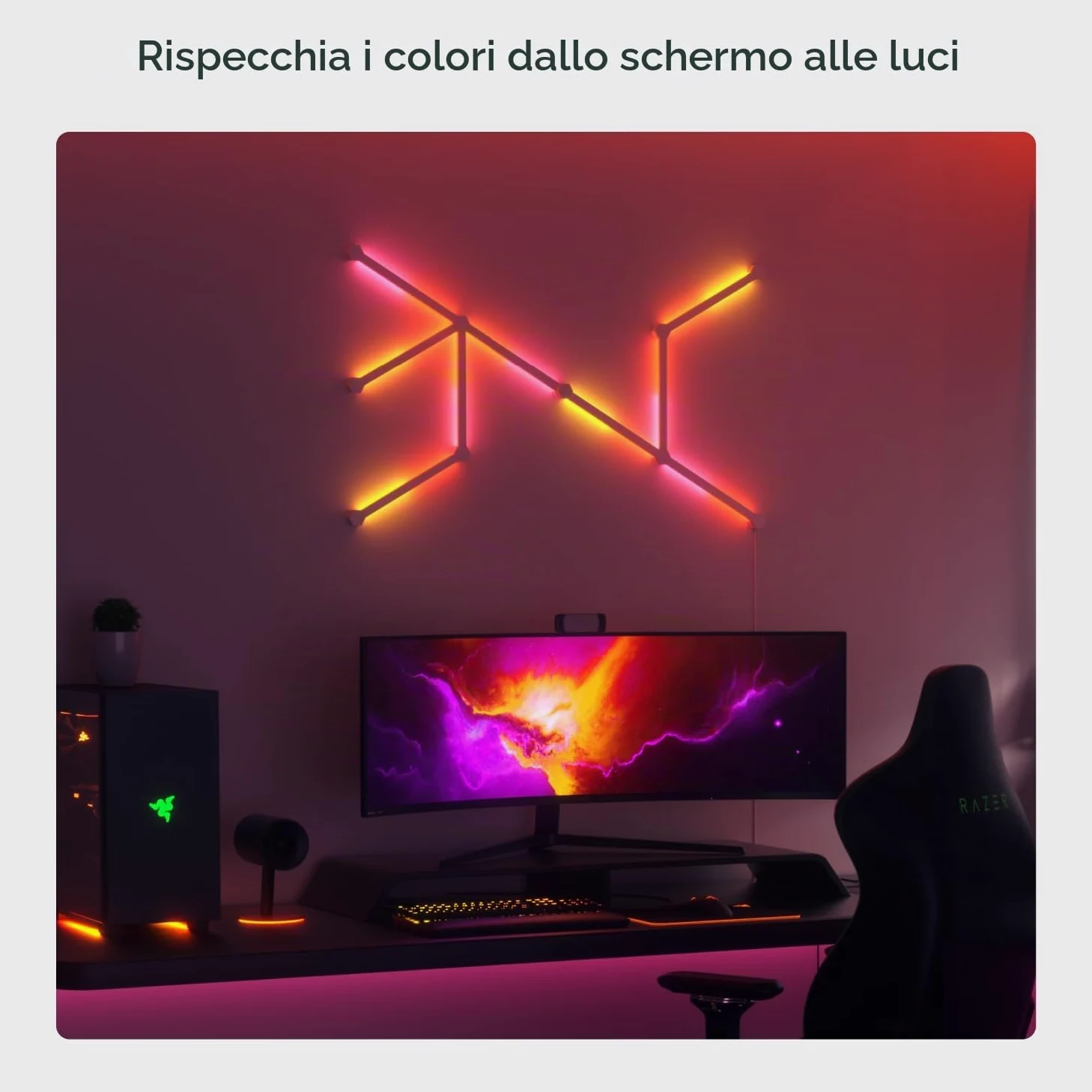 Nanoleaf Lines 60 Degrees Expansion Pack, 3 Barre LED Aggiuntivi RGBW Smart Modulari - Applique da Parete Interno Modulari, Luci Led 16M Colori WiFi, Funziona con Alexa, Sincronia Musica e Monitor
