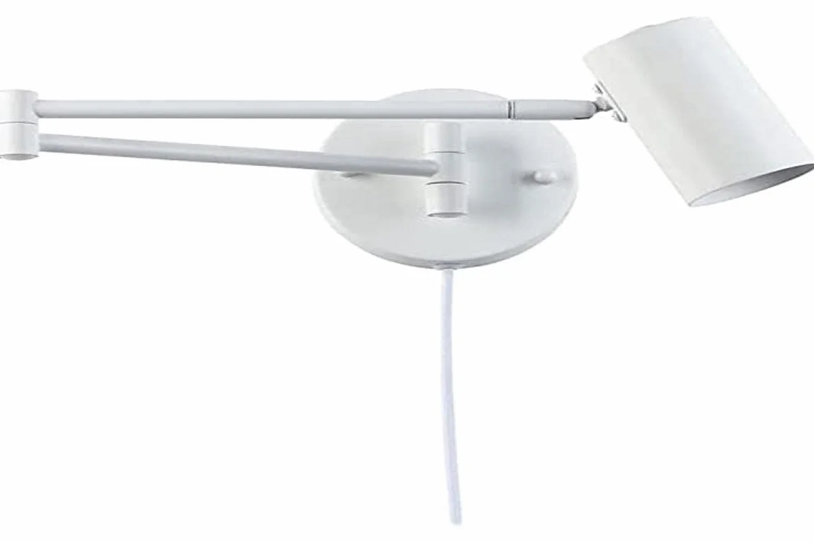 BARCELONA LED applique da parete con braccio articolato, lampada da parete bianca moderna e vintage in metallo, con cavo, interruttore e spina, ideale per testata letto, camera da letto