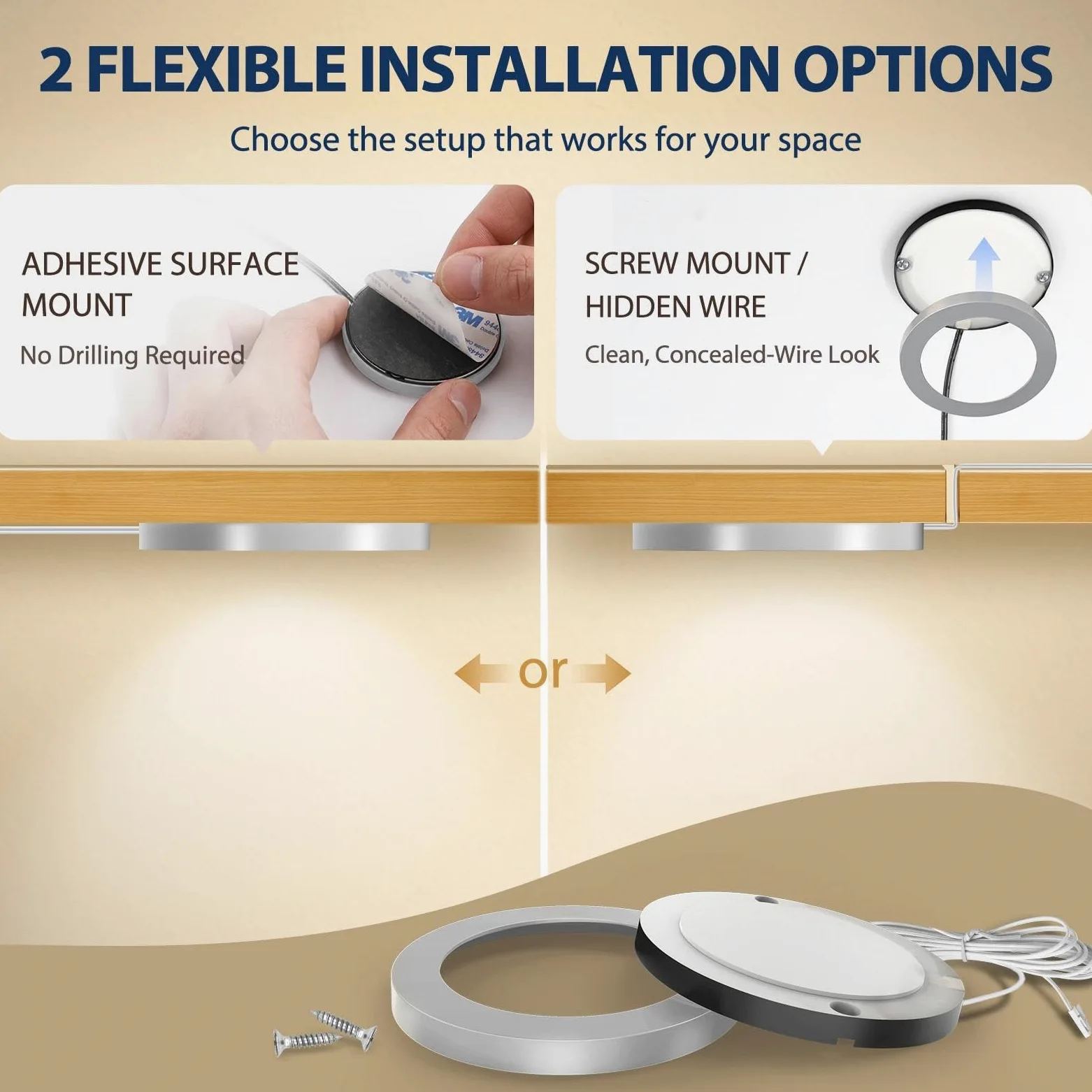 V4light Puck Smart Plug Lights, illuminazione sotto armadio per cucina, controllo app, voce e gesti, compatibile con Alexa e Google Home, luce dimmerabile calda a freddo, confezione da 4