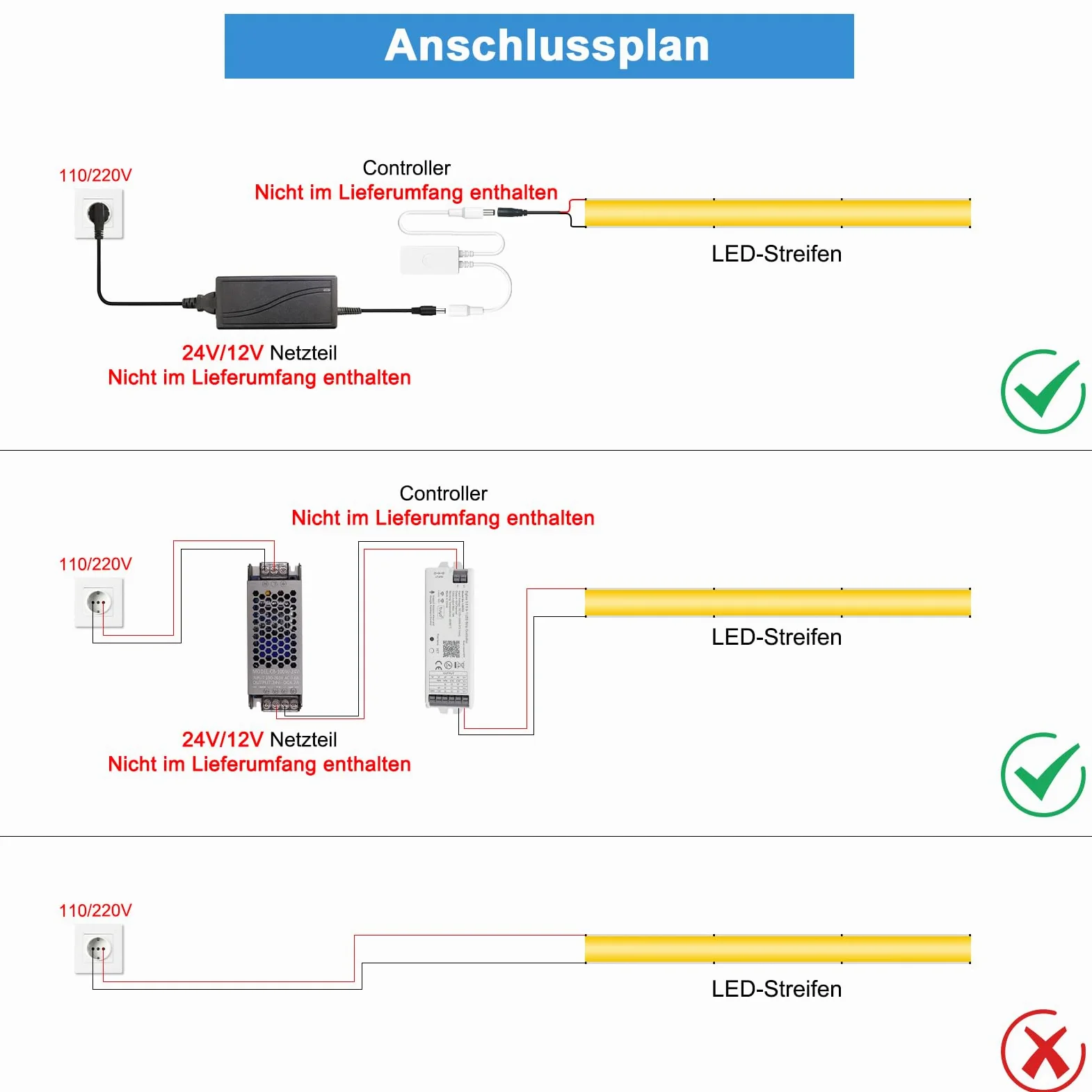Striscia LED da 24 V, 3 mm, giallo dorato, 400 LED/m, luce ambiente calda, ultra sottile e flessibile, elevato volume di luce a basso consumo, facile da montare (alimentatore non incluso)