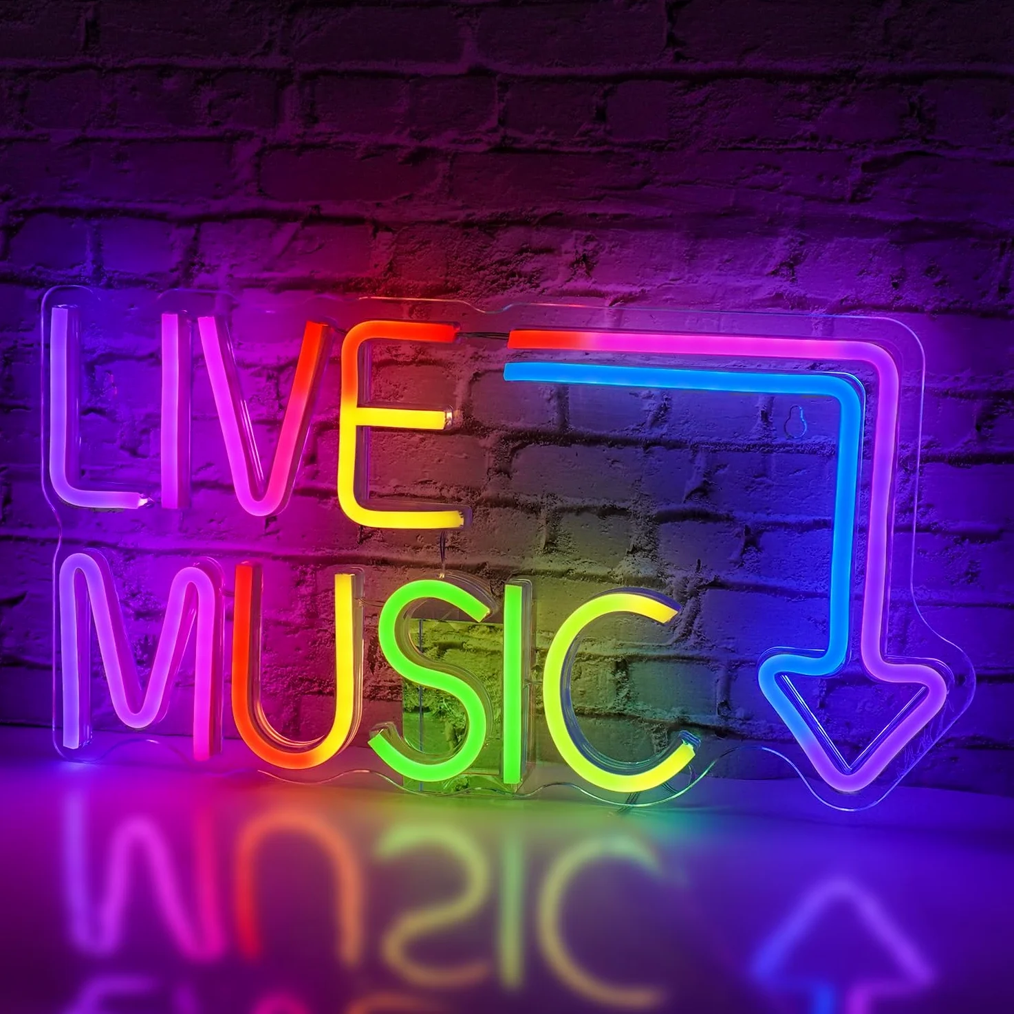 Horseneon Insegna al neon per musica dal vivo Insegna al neon musicale con luci cambianti RGB Lettera Luce al neon Musica Luci al neon con telecomando per camera da letto Bar Studio musicale Festa