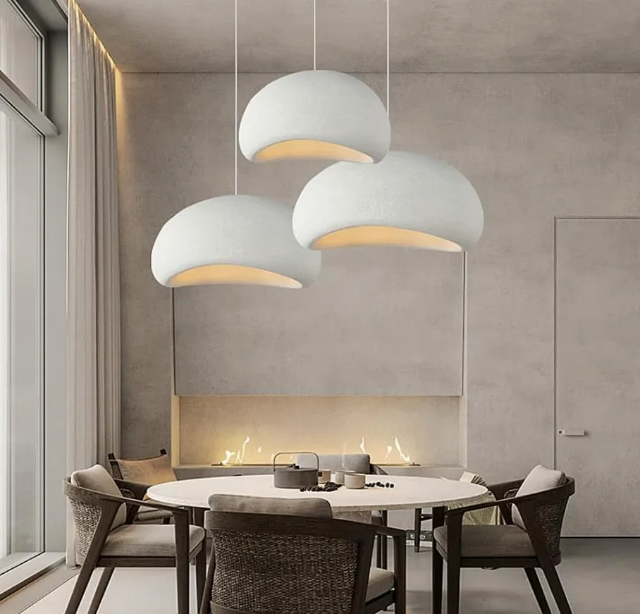 Dopa Dopastore Lampadario a Sospensione Attacco E27 Design Moderno Stile Minimal Lampadario Wabi Sabi 40/50/60CM Portalampada Bianco da Interno IP20 (40 CM)