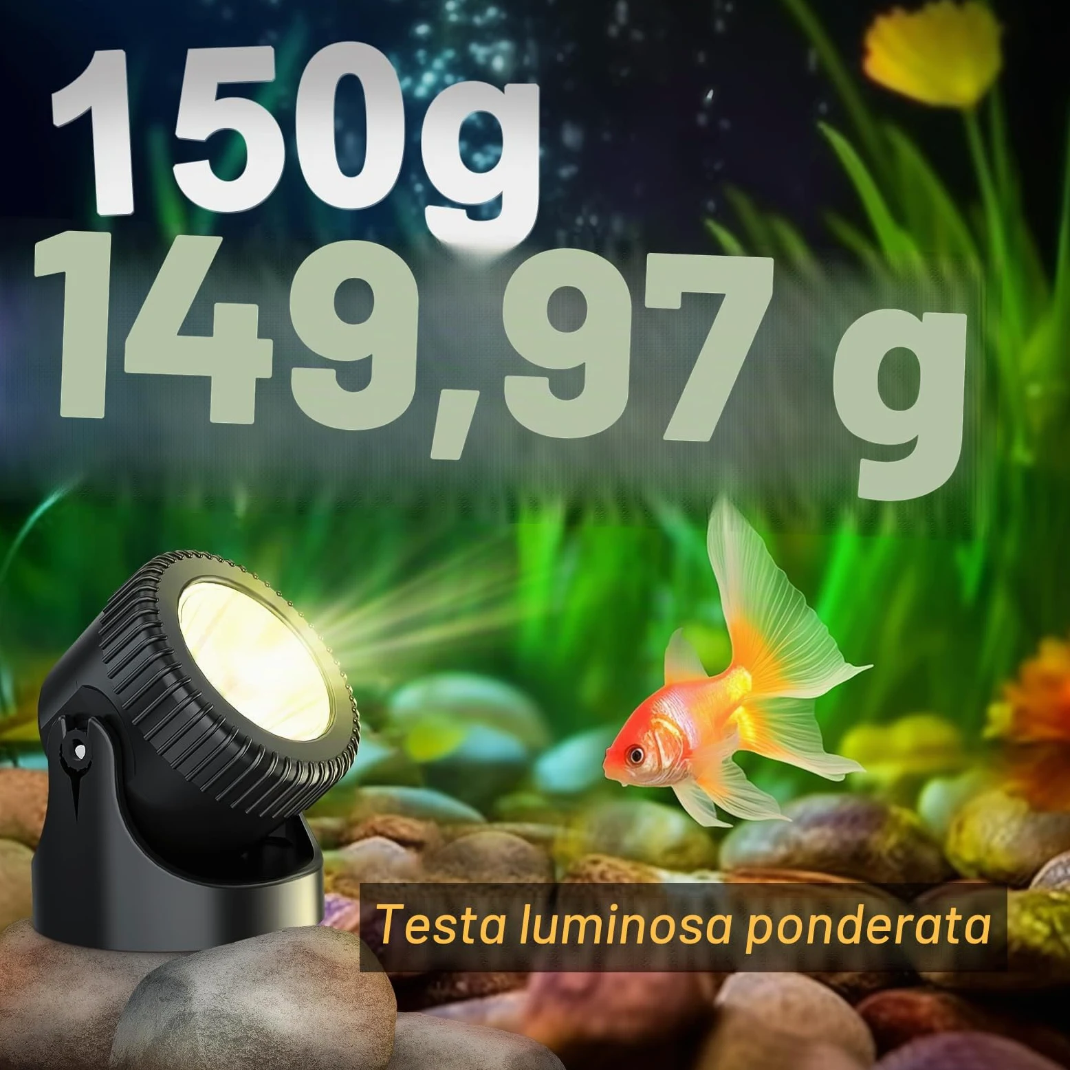 PChero Illuminazione per laghetto a LED subacqueo, illuminazione subacquea, faretto per piscina, luce subacquea, IP68, impermeabile, per piscina, stagno, giardino, albero, interni ed esterni