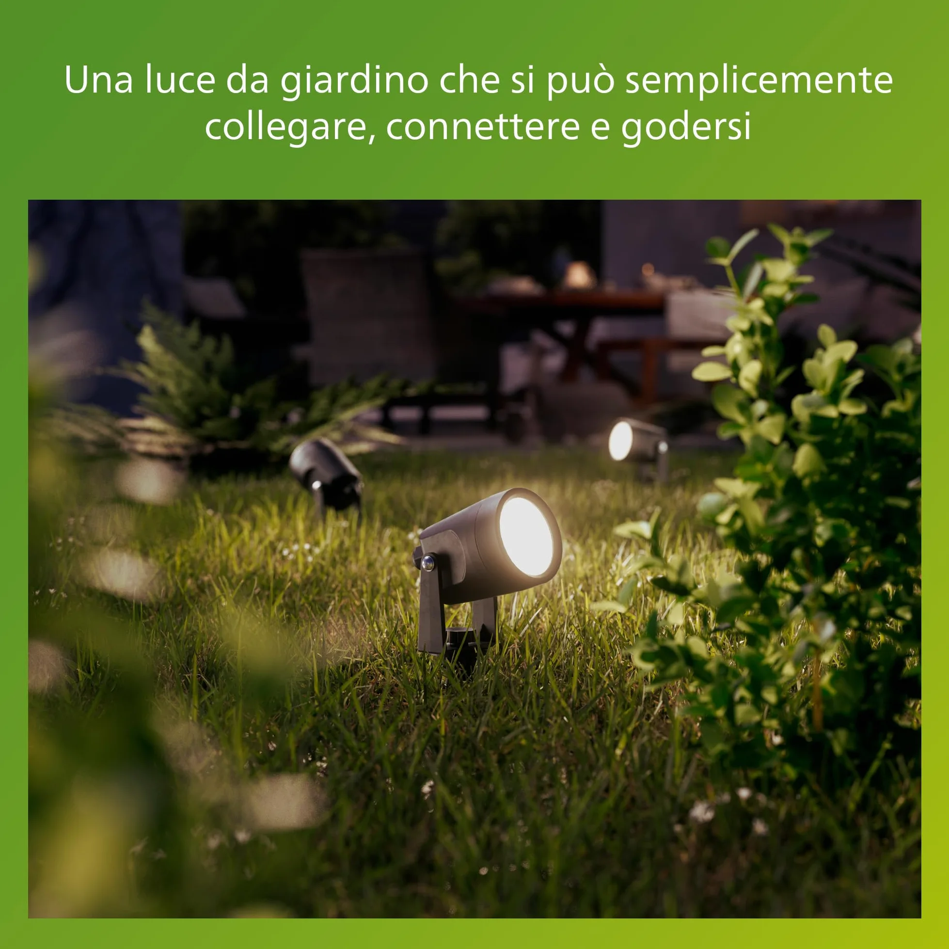 Philips GardenLink Reuel, Faretto per Esterni, 24 V, 2700 K, 180 lm, Nero, Starter Kit, Confezione da 3, presa UE