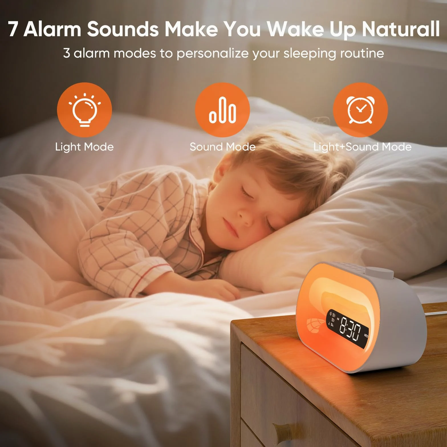 Macchina sonora bianca con 30 suoni del sonno, 14 luci notturne, dimmer 0-100%, doppio allarme, timer, lampada da comodino dimmerabile sveglia per bambini, adulti dormienti pesanti, camere da letto