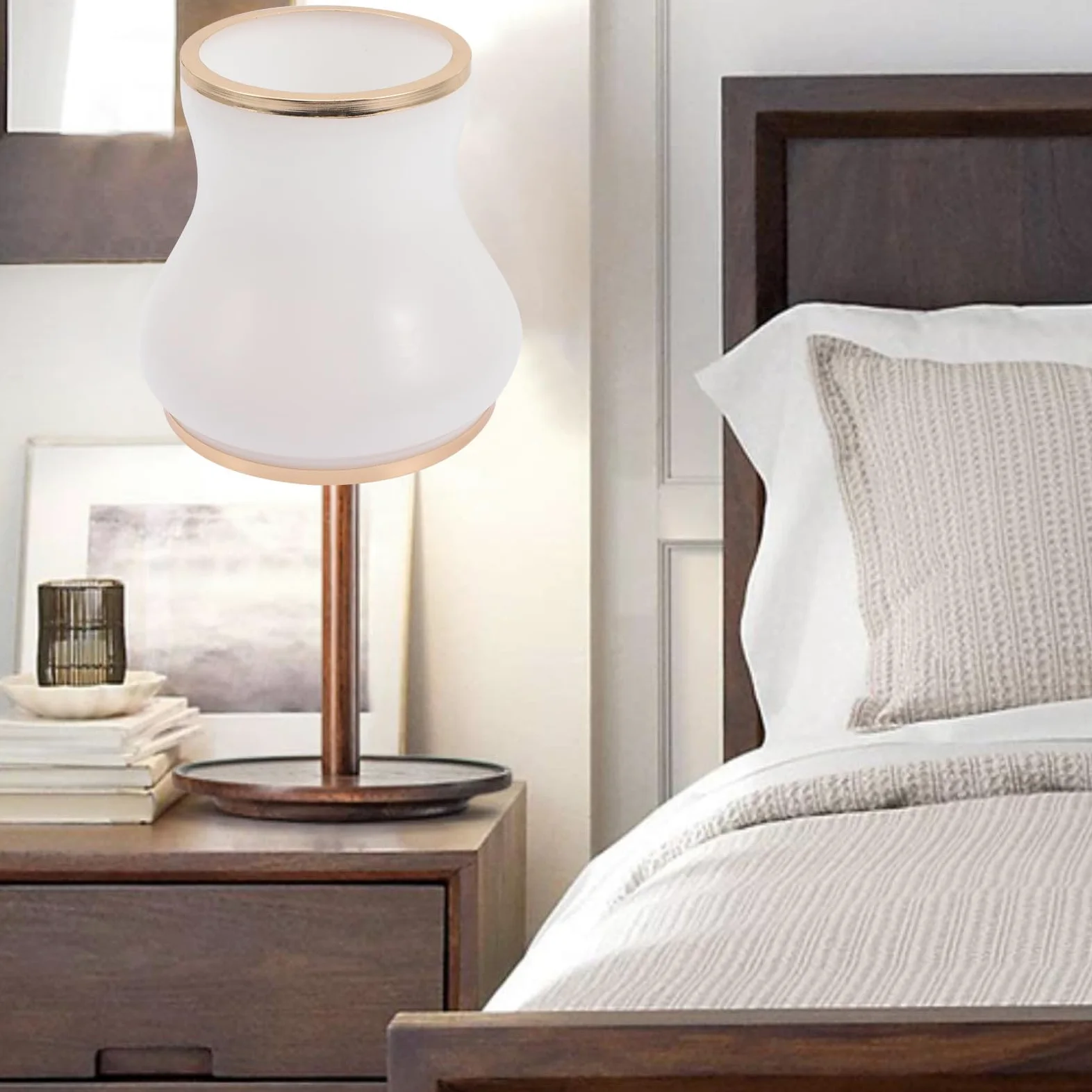 TIDTALEO Paralume in Vetro Bianco per Lampada da Interno E14 Coprilampada Piccolo Foro 3 CM Sostituzione Vetro per Lampada da Soffitto e Applique Accessorio Illuminazione Casa