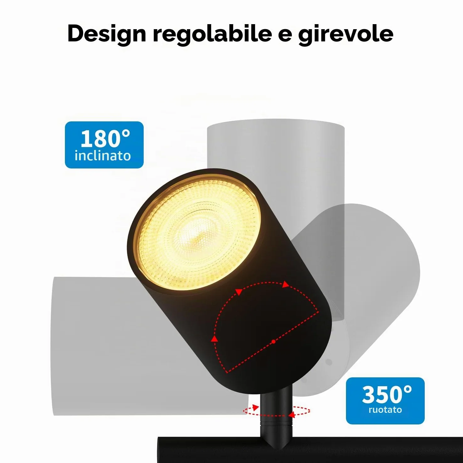 LVWIT Faretti Orientabili Nero, Faretti Soffitto con 5 Attacco GU10, Faretto da Interno Moderna, Lampadario Faretti per Barra, Salotto, Cameretta, Cucina,Corridoio Illuminazione (Senza Lampadina)