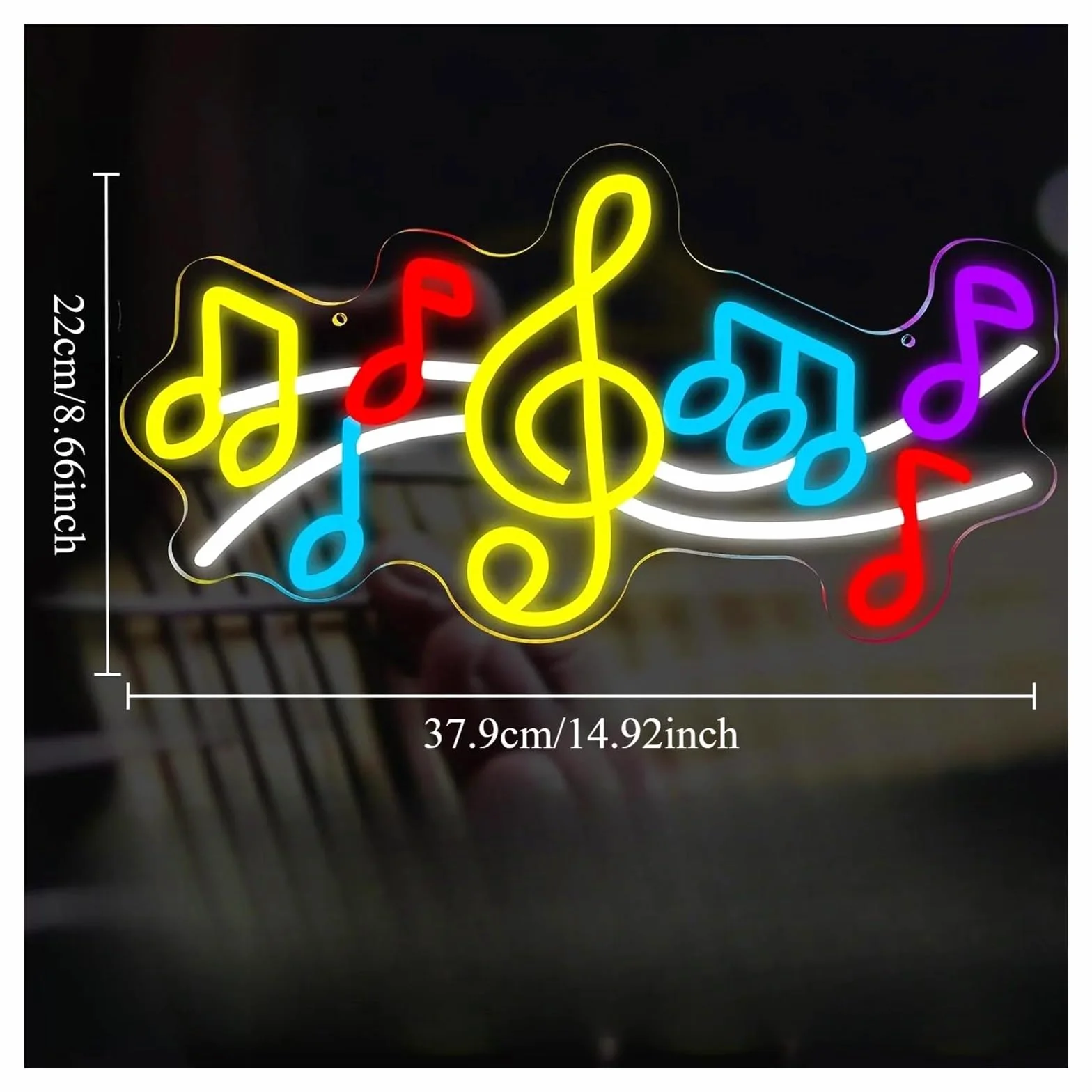 Scritta luminosa Insegna Al Neon Con Note Musicali, Alimentata Tramite USB, Adatta Per Bar, Caffè, Negozi, Decorazioni Per Feste 22cmx37.9cm
