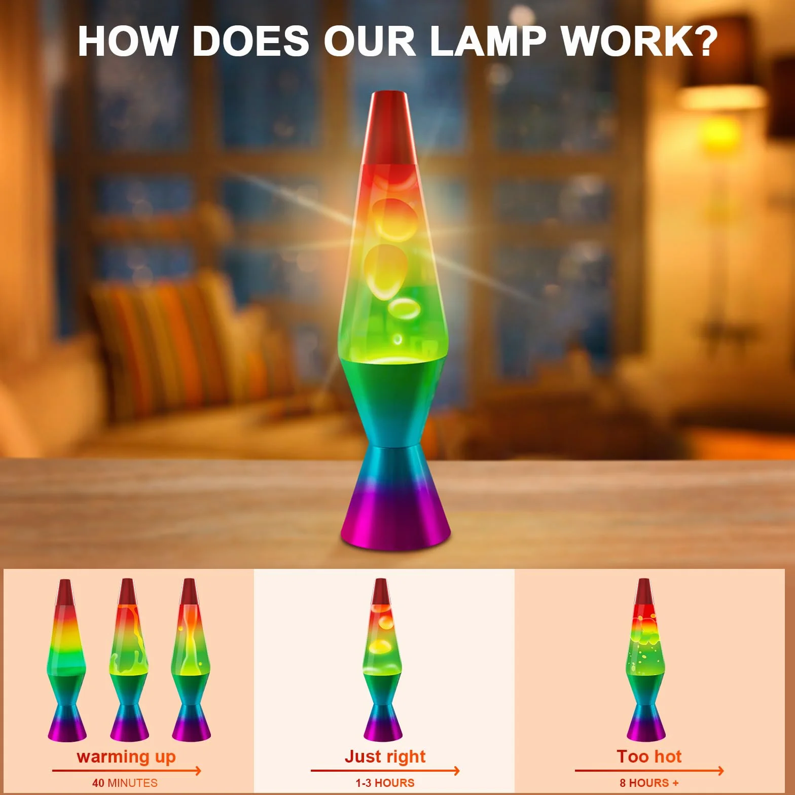 FBSPORT Lavalamp Lampada Rilassante, Lampade da comodino, Lampada ad effetto rilassante ideale per camera da letto, soggiorno