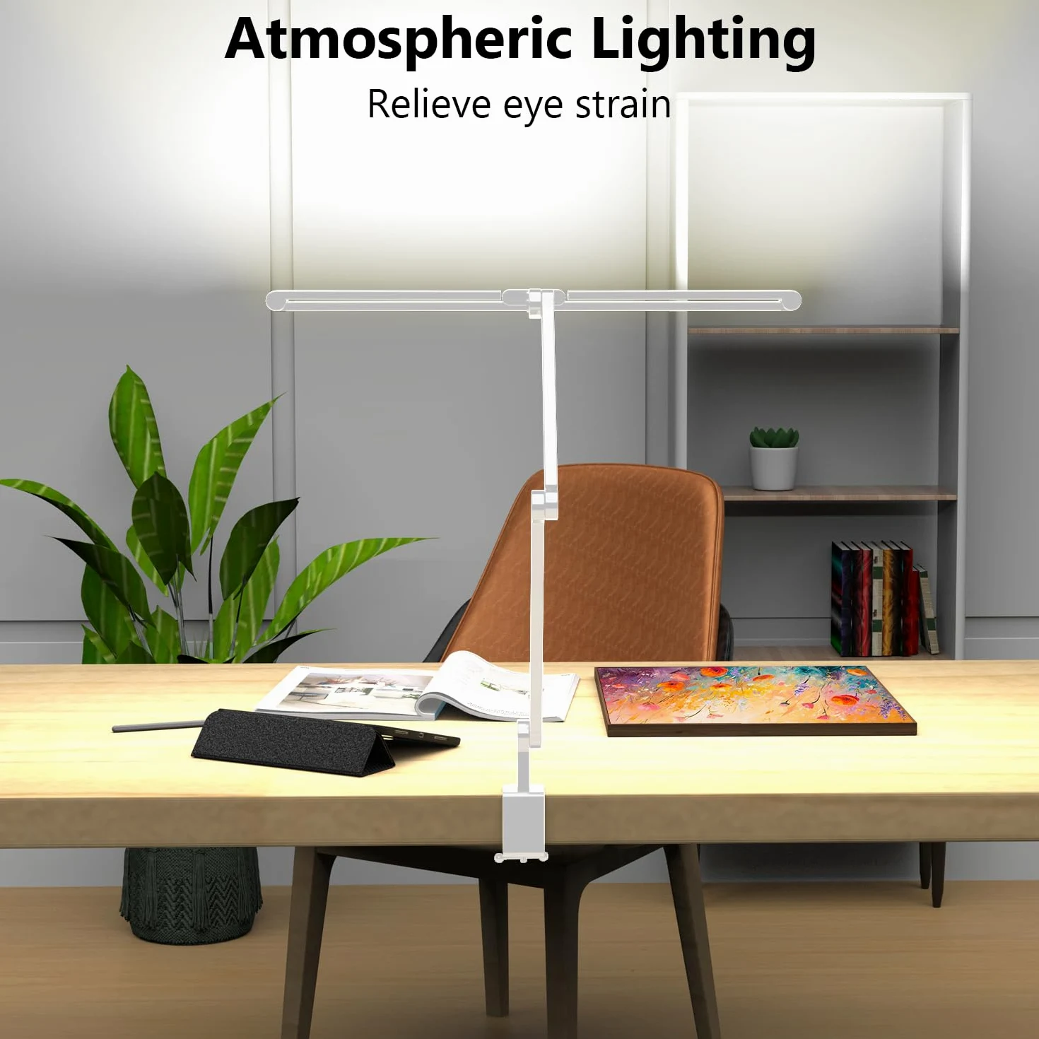 EPABINA Lampada da scrivania ultra luminosa da 36 W con morsetto, alta lampada da scrivania a LED girevole per casa e ufficio, barra luminosa per monitor regolabile da 119 cm, con telecomando, per