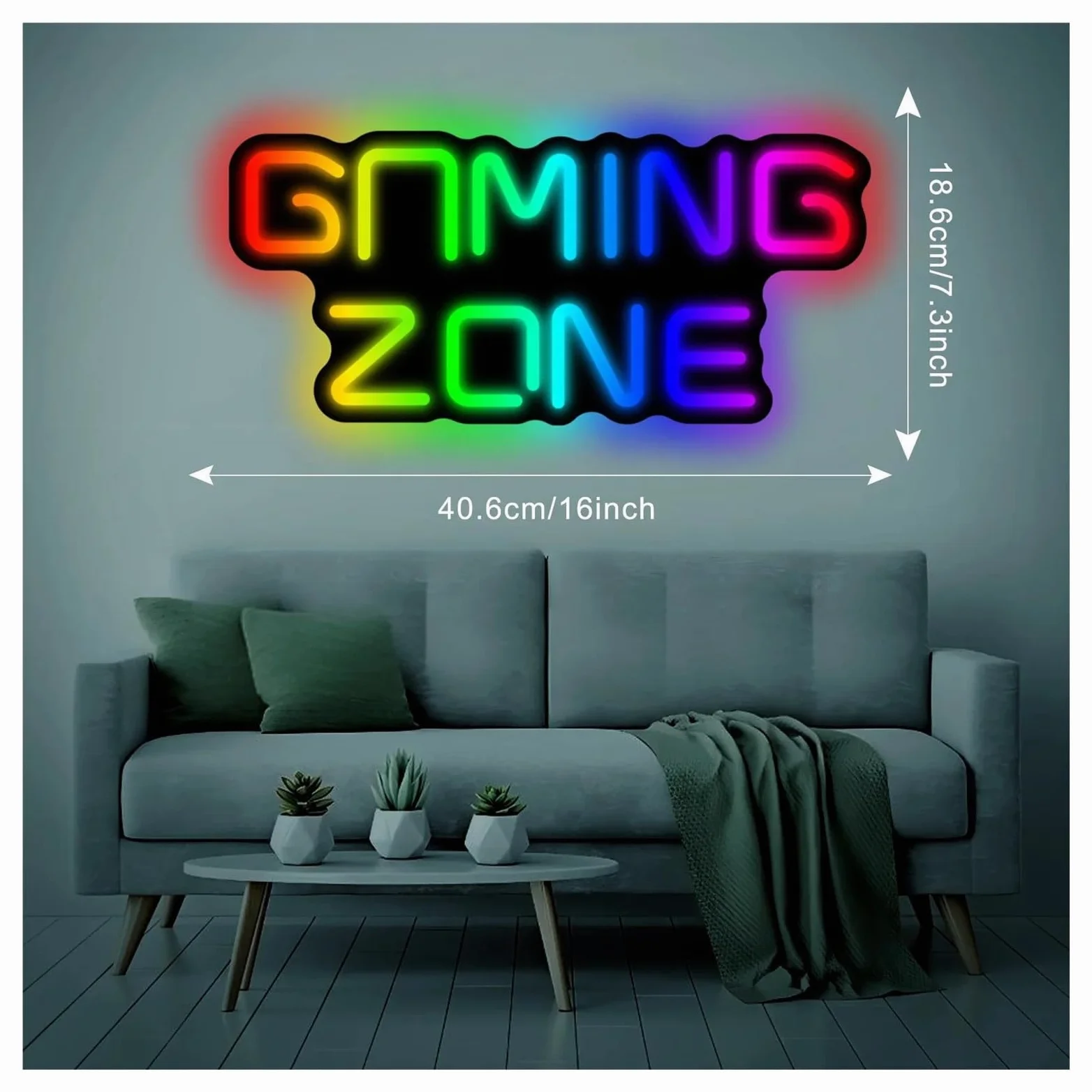 Insegna al Neon LED Insegna Al Neon Gaming Zone Con Luce Dimmerabile Per Sala Giochi Taverna, Camera Da Letto Amante Dei Videogiochi Negozio Festa Decorazione 40.6cmx18.6cm