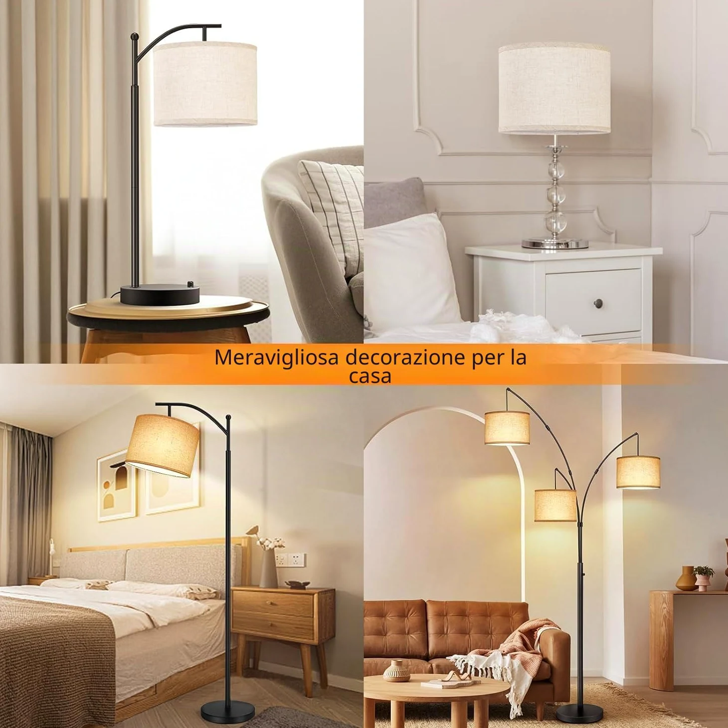 OUTON Beige Grande Paralume per Lampade da Terra, 40,6cm Alto x 40,6cm Basso x 22,9cm Altezza, Facile da Montare, Paralumi a Forma di Tamburo in Lino per Lampade da Tavolo