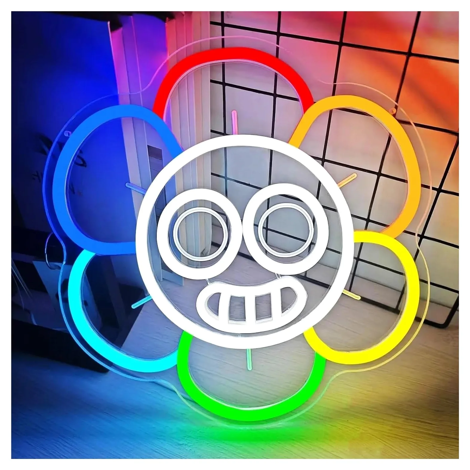 Insegna al Neon Insegna Al Neon Con Sorriso Dei Cartoni Animati, Luce Al Neon Per Decorazioni Da Parete Per Fan Dei Giochi Horror, Camera Da Letto Carina 31x31.5cm