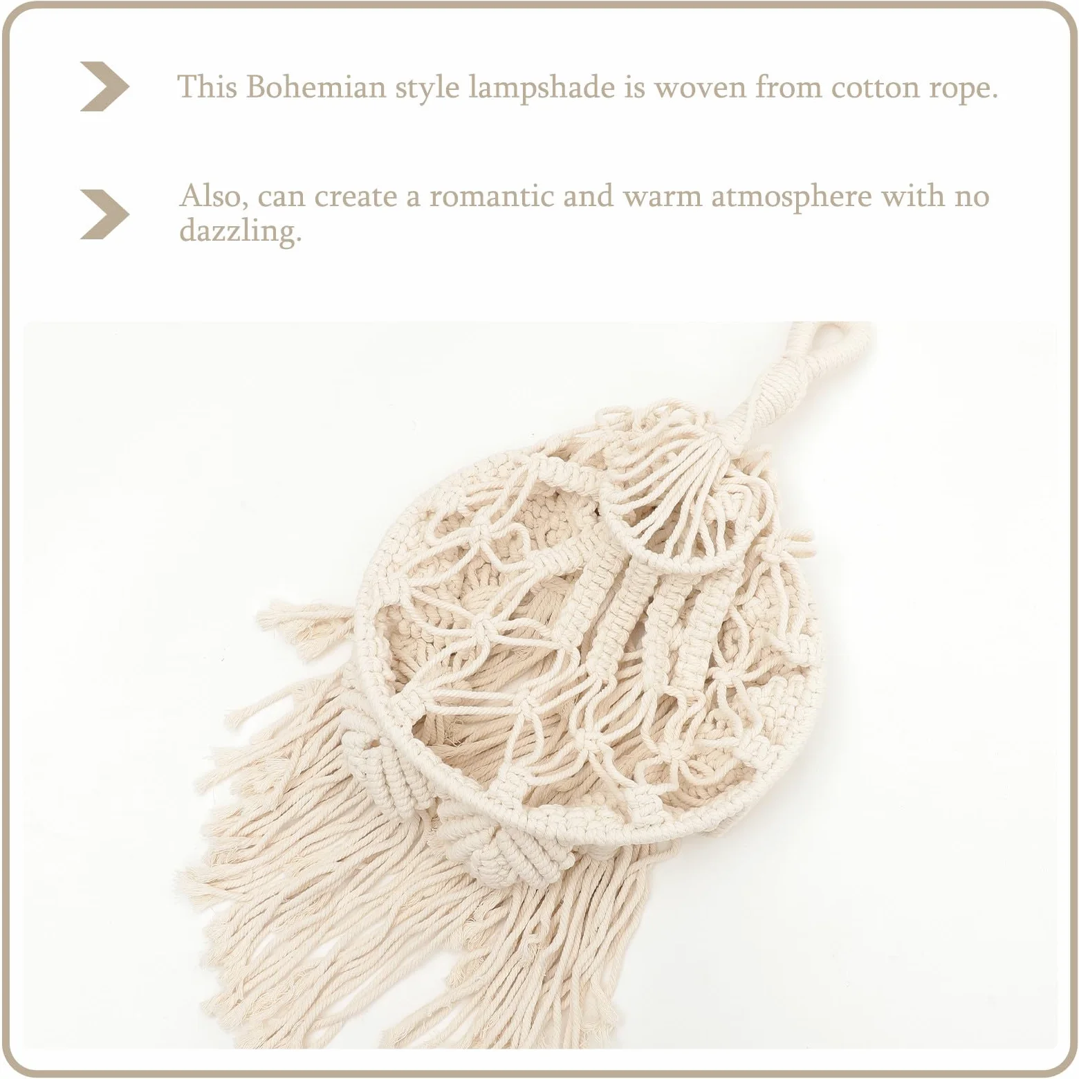 GANAZONO Coprilampada Intrecciato in Stile Boho Corda di Cotone, Paralume per Lampada a Sospensione, Adatto per Matrimoni e Decorazioni di Feste Stili multipli