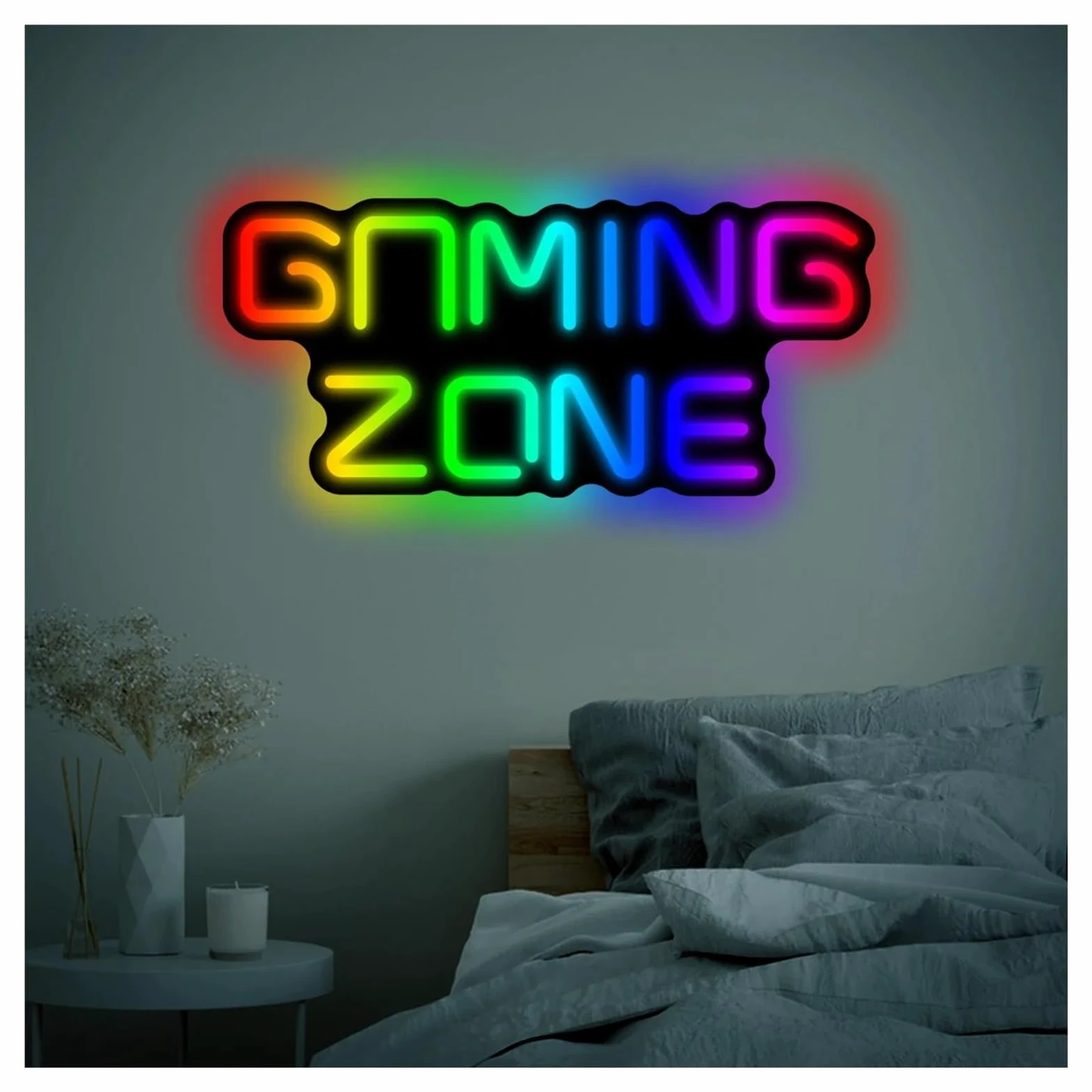 Insegna al Neon LED Insegna Al Neon Gaming Zone Con Luce Dimmerabile Per Sala Giochi Taverna, Camera Da Letto Amante Dei Videogiochi Negozio Festa Decorazione 40.6cmx18.6cm