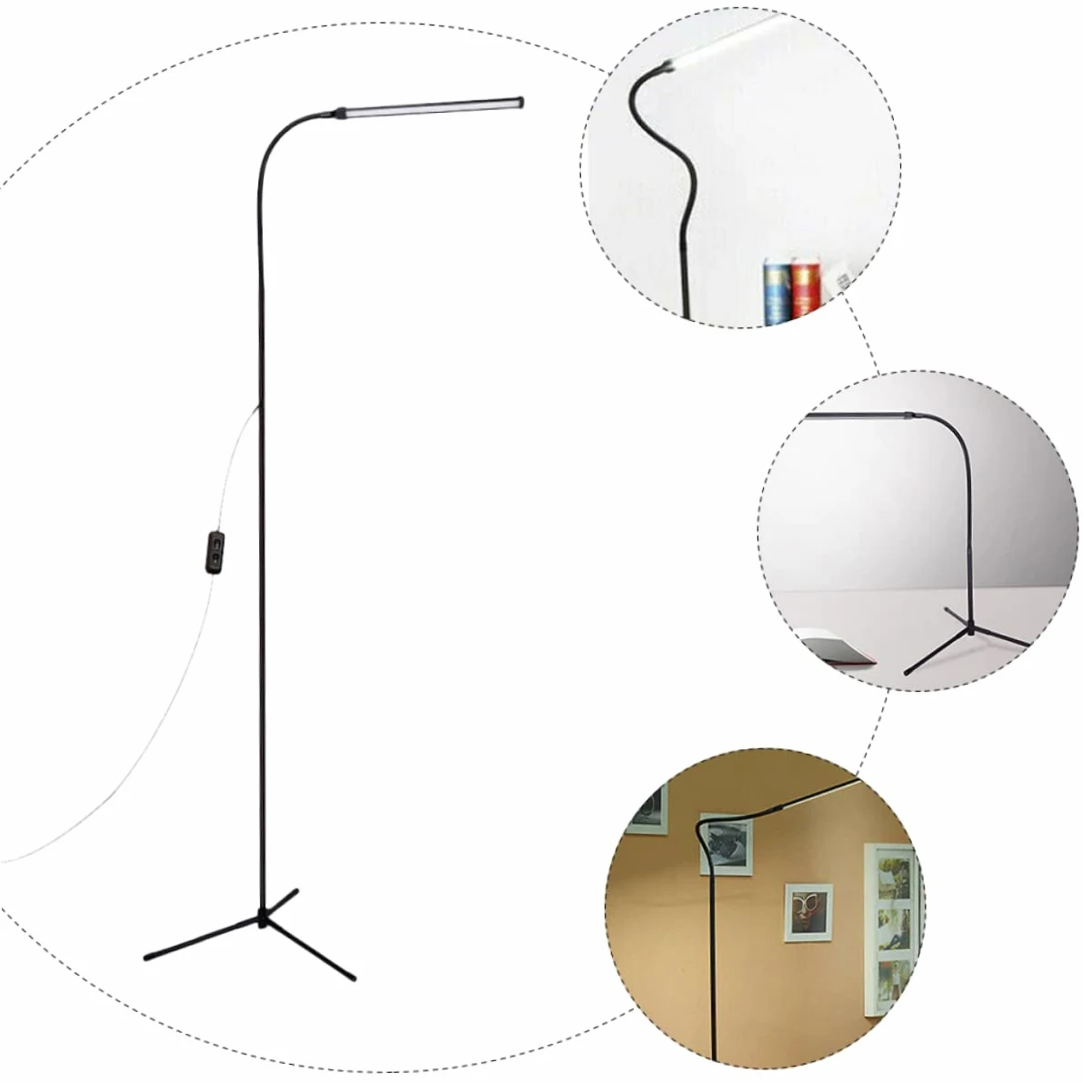 OSALADI Lampada da Lettura Luce senza Abbagliamento Dimmerabile con Clip LED Braccio lungo Flessibile, Alimentazione Usb Nero per Scrivania e Libro