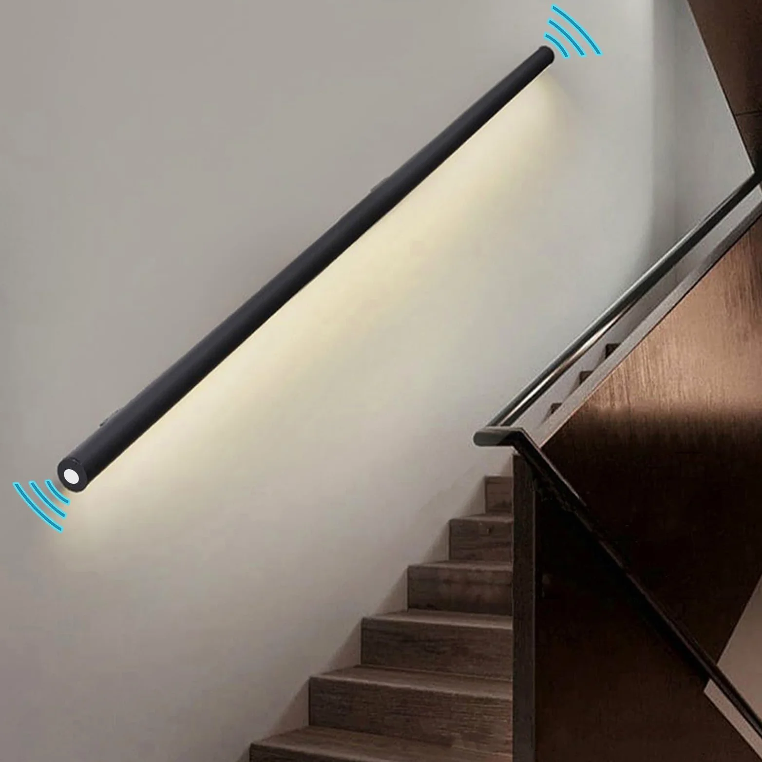 Sensore LED Mot Wall il Safe il per scale interne nero opaco lato sinistro 24in / 60 cm migliora sicurezza e visibilità
