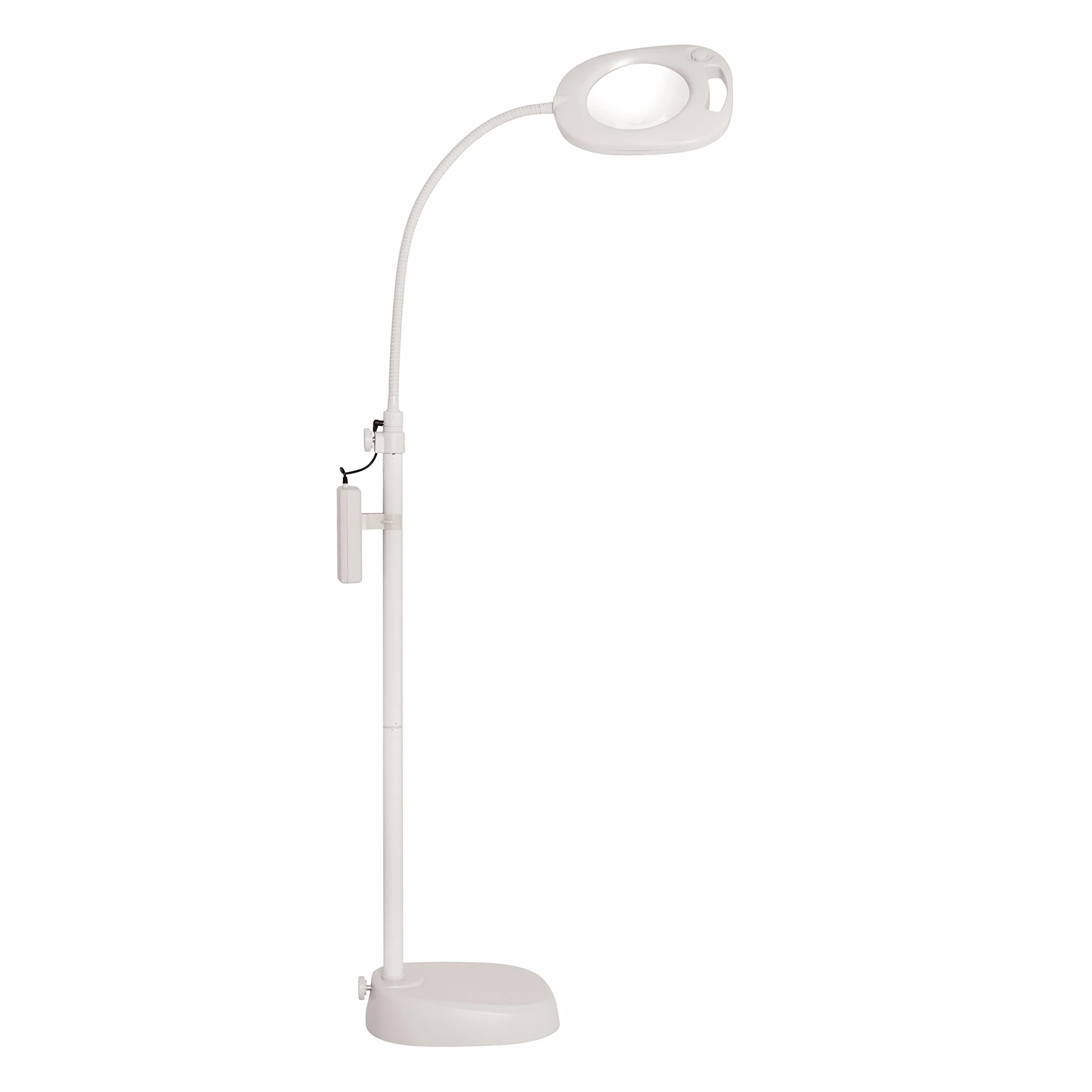 PURElite LED Lampada da Terra con ingrandimento, Lampada da Tavolo Regolabile, Alimentazione a Rete o a Batteria, Bianco