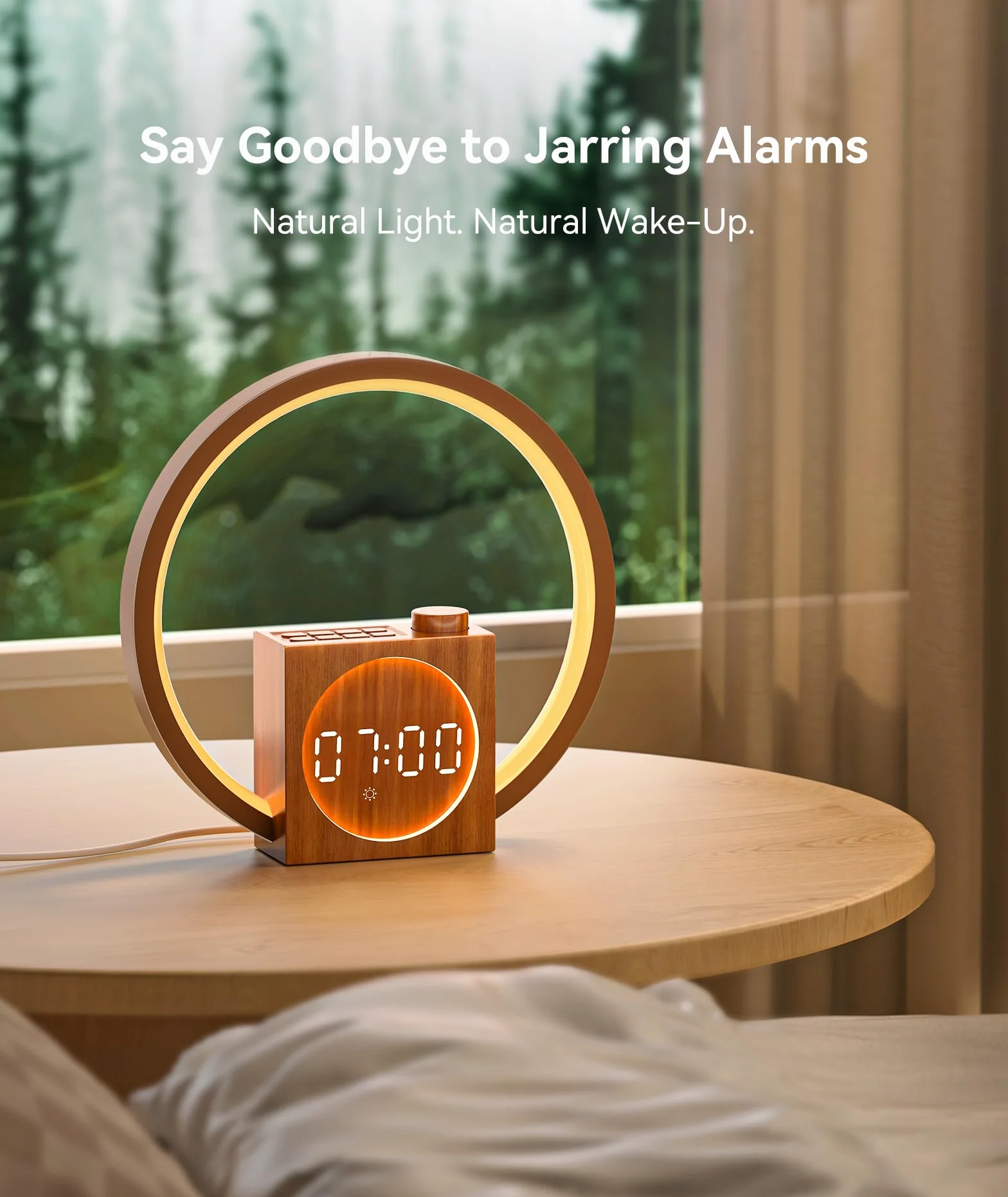 Dreamegg Lampada da Comodino con Sveglia - Sunrise Alarm Clock con 20 Livelli di Iuminosità, 12 Modalità di Illuminazione, Controllo Tattile, Aiuto Sonno per Neonati e Adulti, 25 Suoni Rilassanti