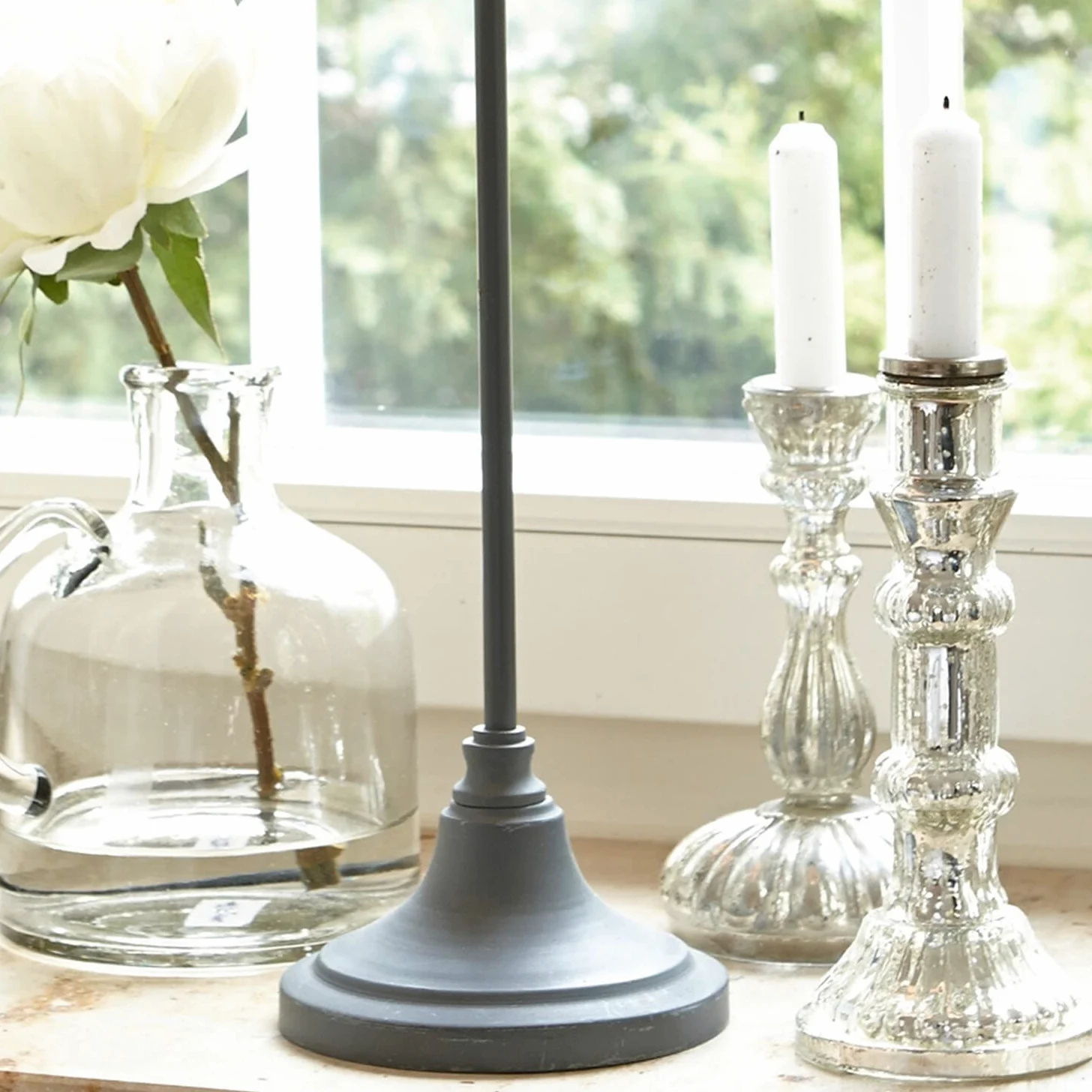 LOBERON Swindon Lampada da tavolo - Design classico - Bella anche in coppia, beige/grigio