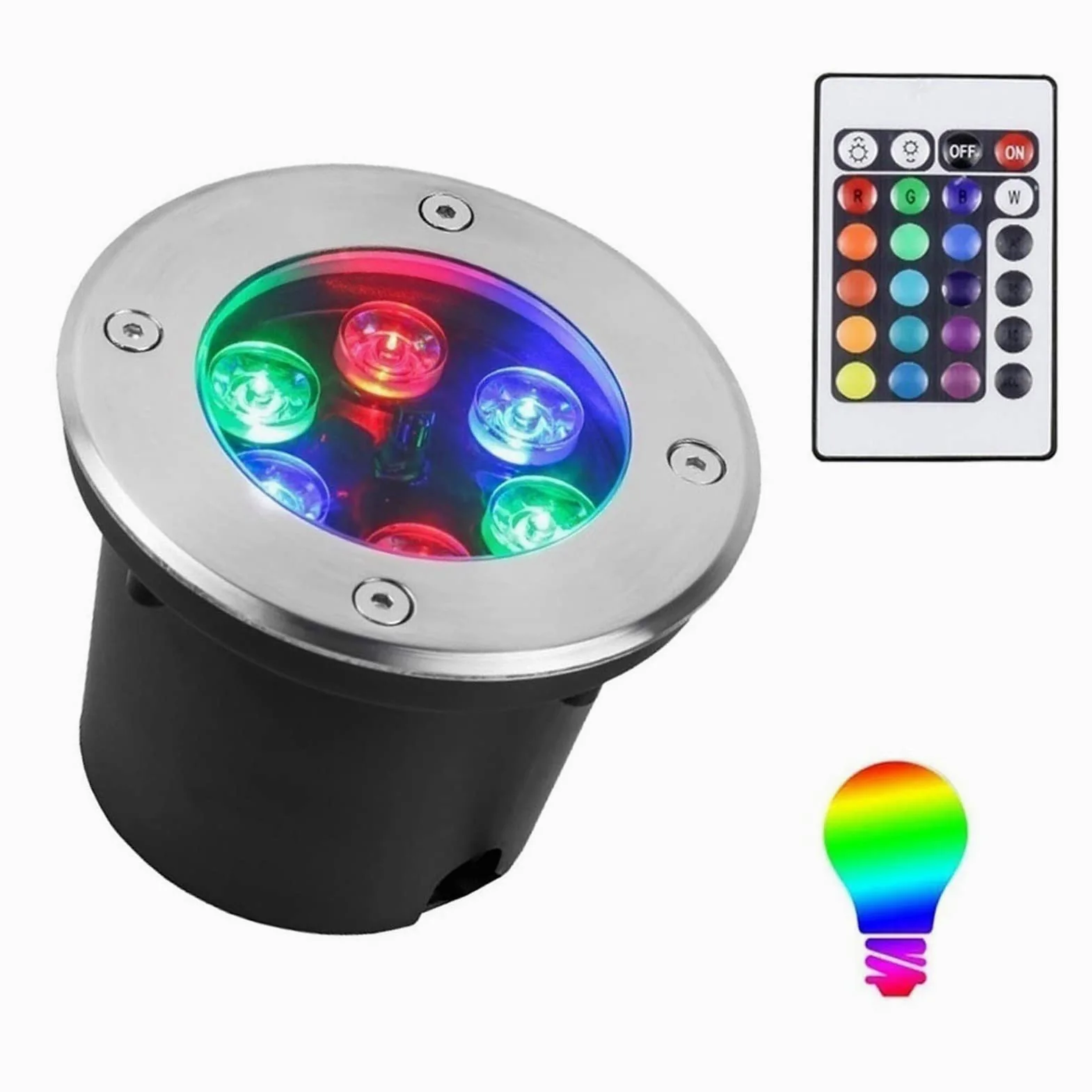 Faretto Subacquei - Con Telecomando Faretti Piscina, Faretti Esterno Led Colorati Incasso RGB, 12V / 24V Luci Incasso Pavimento, Faretto Subacquei IP68 Impermeabile, Per Luci Da Giardino(85-230V,12W)