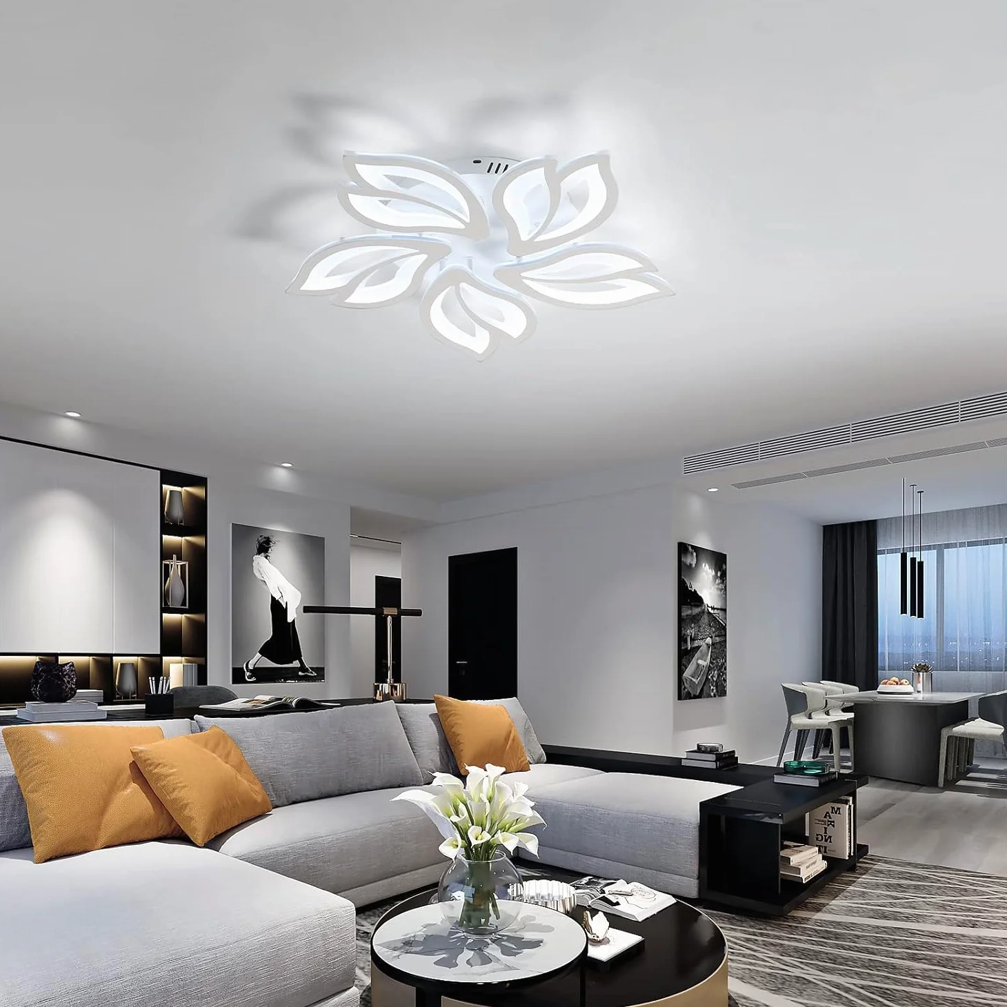 Comely Plafoniera LED, 65W Moderna Lampada da Soffitto in Acrilico, Forma di Fiore Design Plafoniere da Soffitto LED 7200LM per Soggiorno, Cucina, Camera da Letto, Studio
