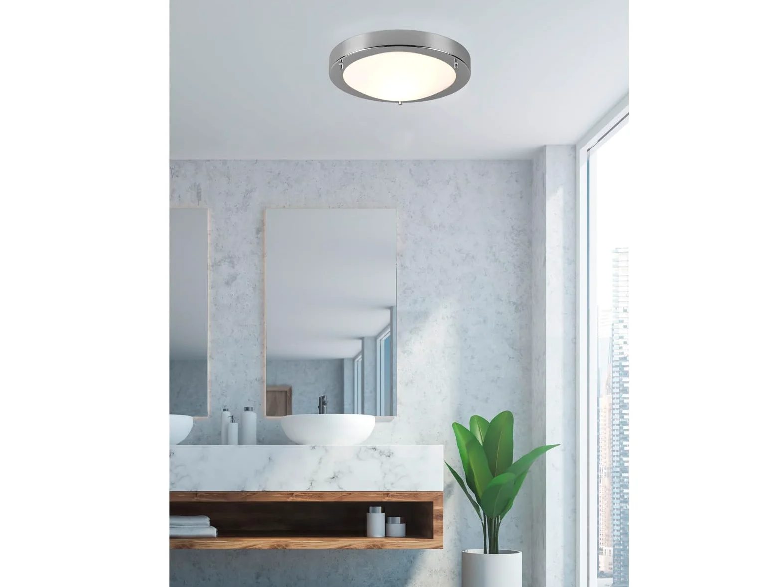Trio 6801011-06 Condus Plafoniera, 1x60 Watt, Cromo/Bianco, 31.5 cm