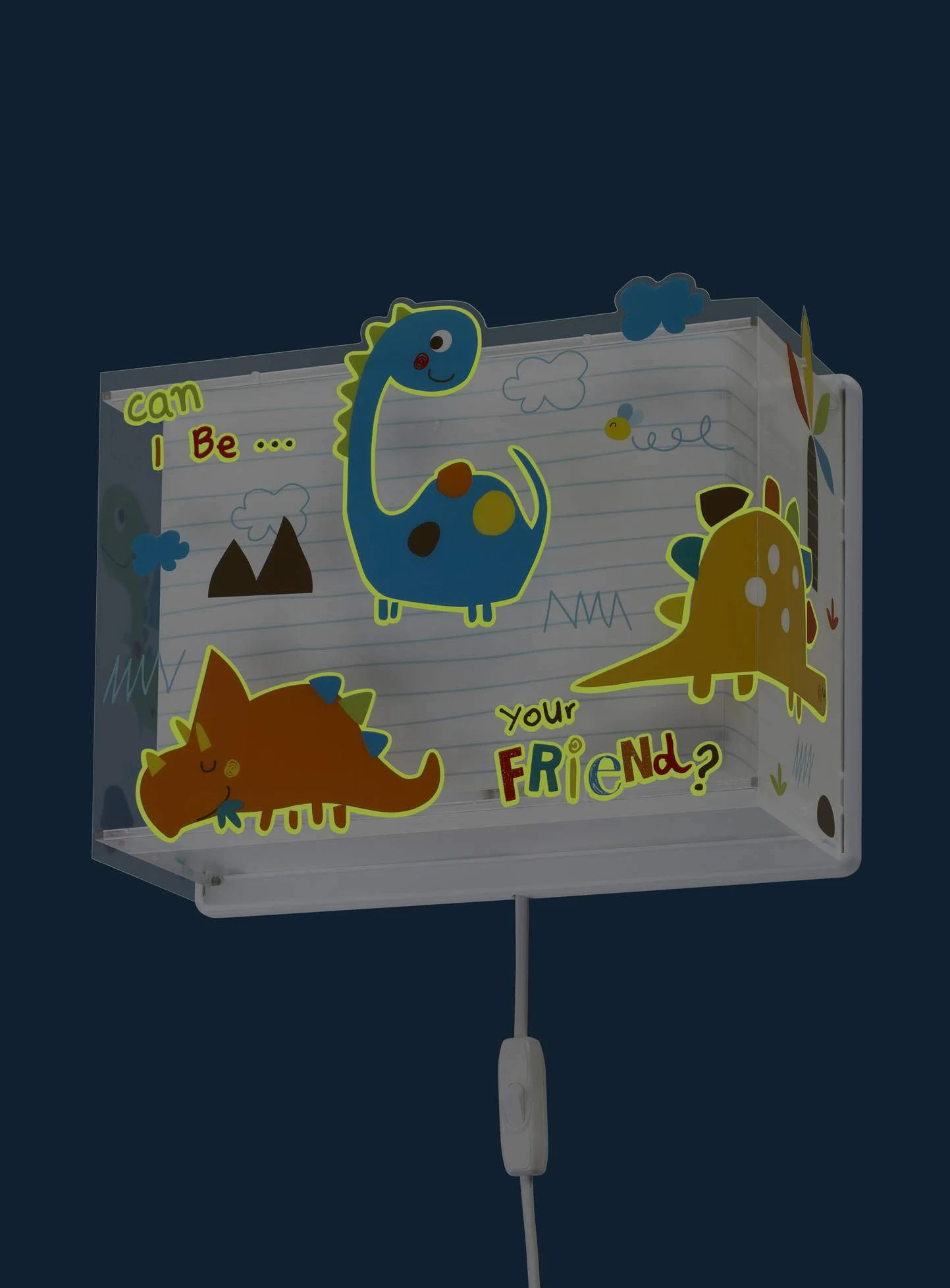 Dalber - Lampada da parete E-27, Dinosauri, Multicolore, 31 x 13 x 23.5